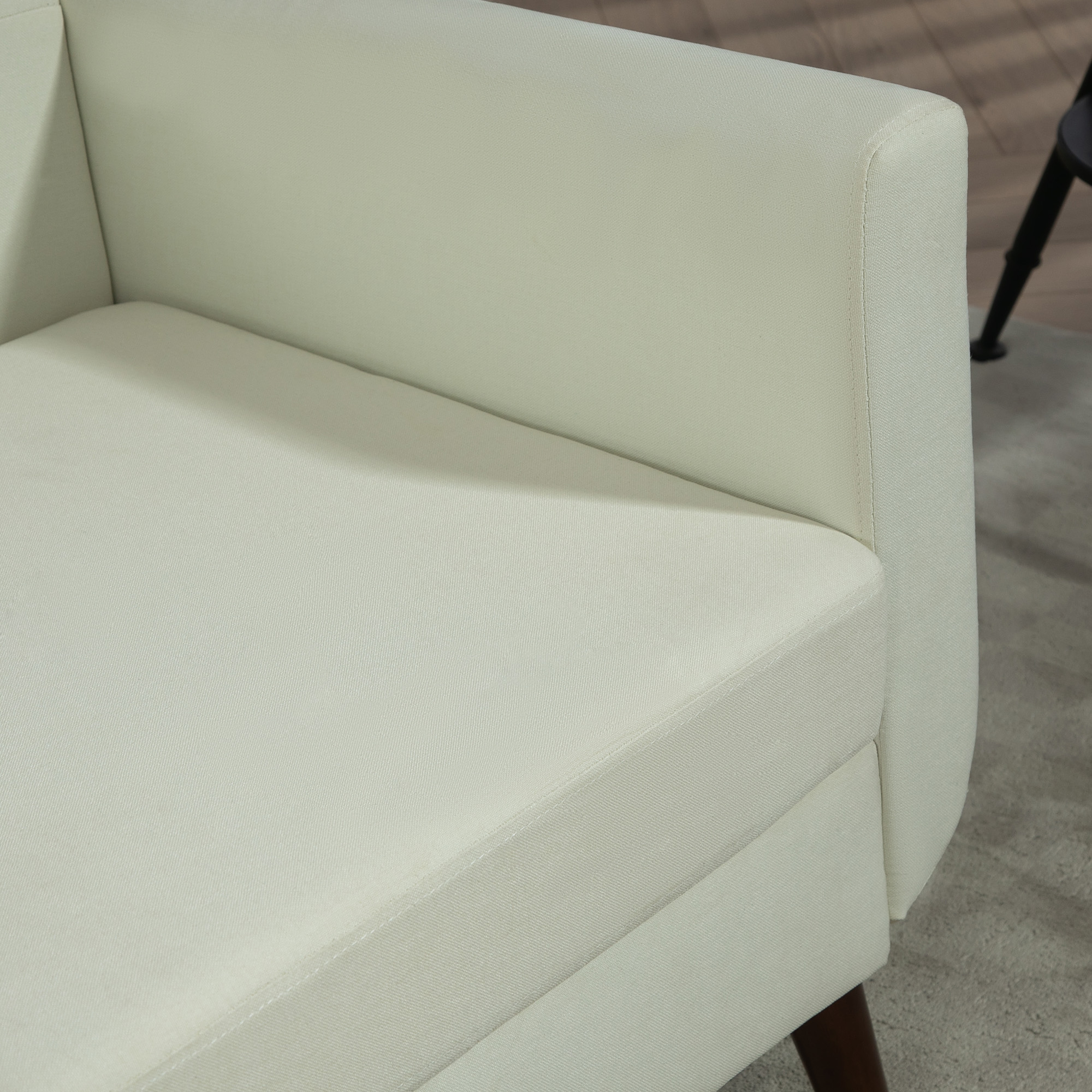 HOMCOM Two-Seater Linen-Look Sofa Cream 8