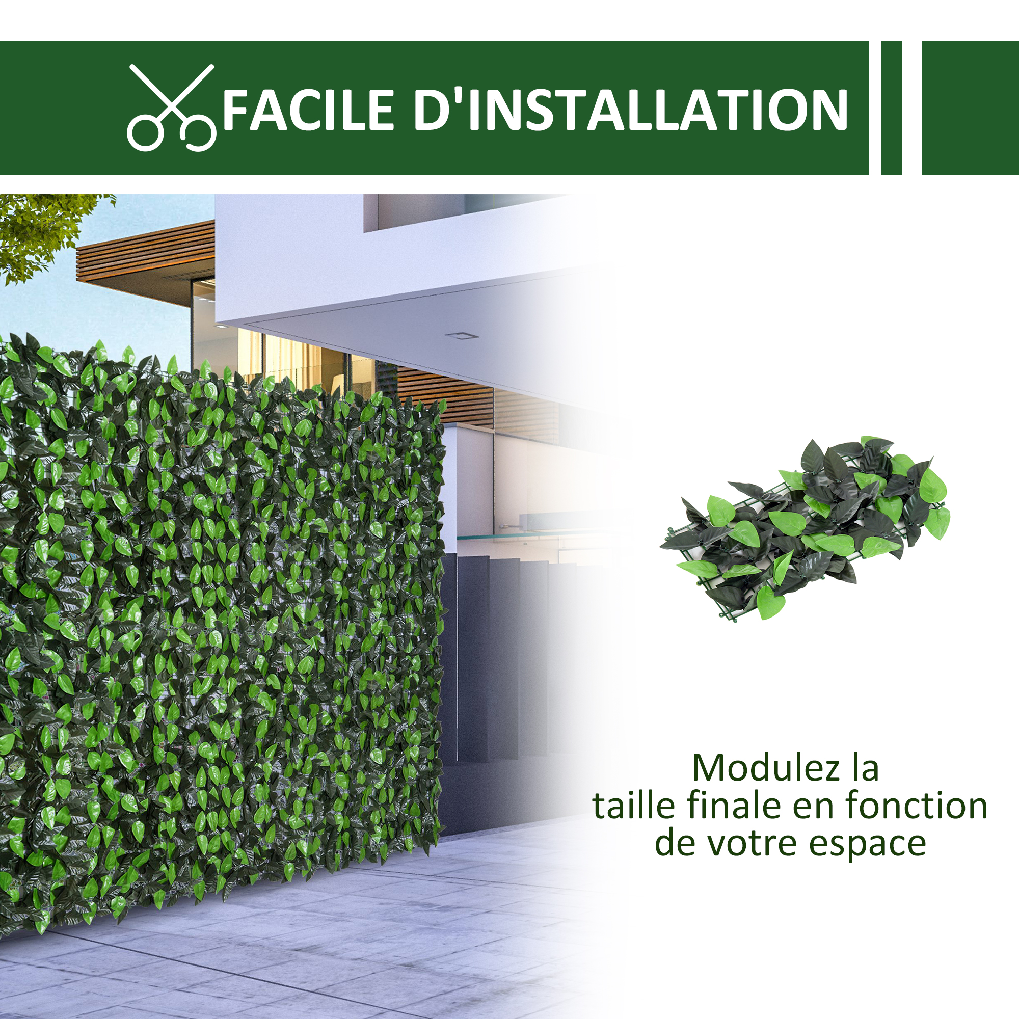 Outsunny Haie artificielle brise-vue jardin balcon terrasse décoration ...