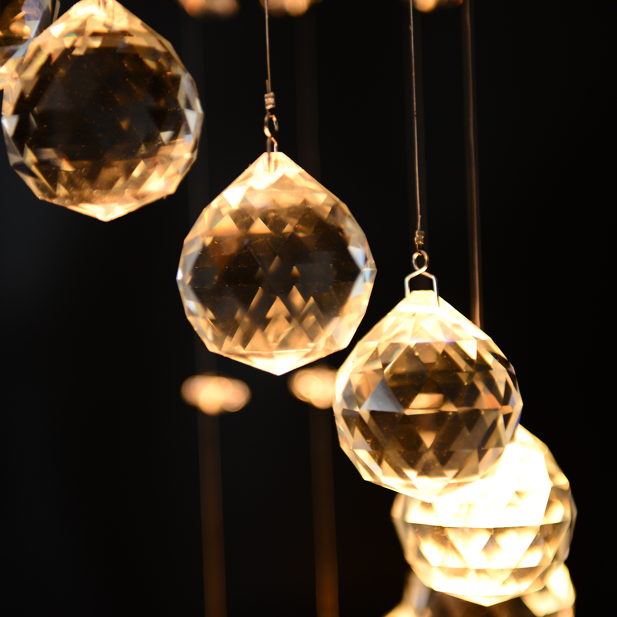 HOMCOM Modern Crystal Chandelier Ceiling Light Pendant Lamp Chrome Finish Glass Droplets New, Ф30 x 120cm 9