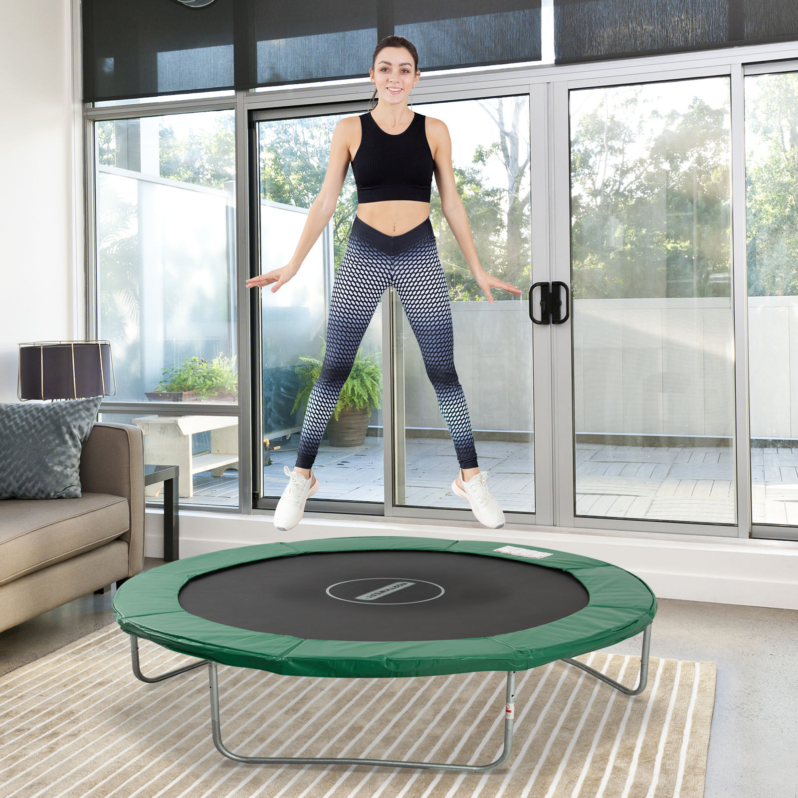 HOMCOM Trampolin Zubehör Set Randabdeckung Sicherheitsnetz Wetterplane für 8ft bis 15ft Ø 305cm Grün   Aosom.de