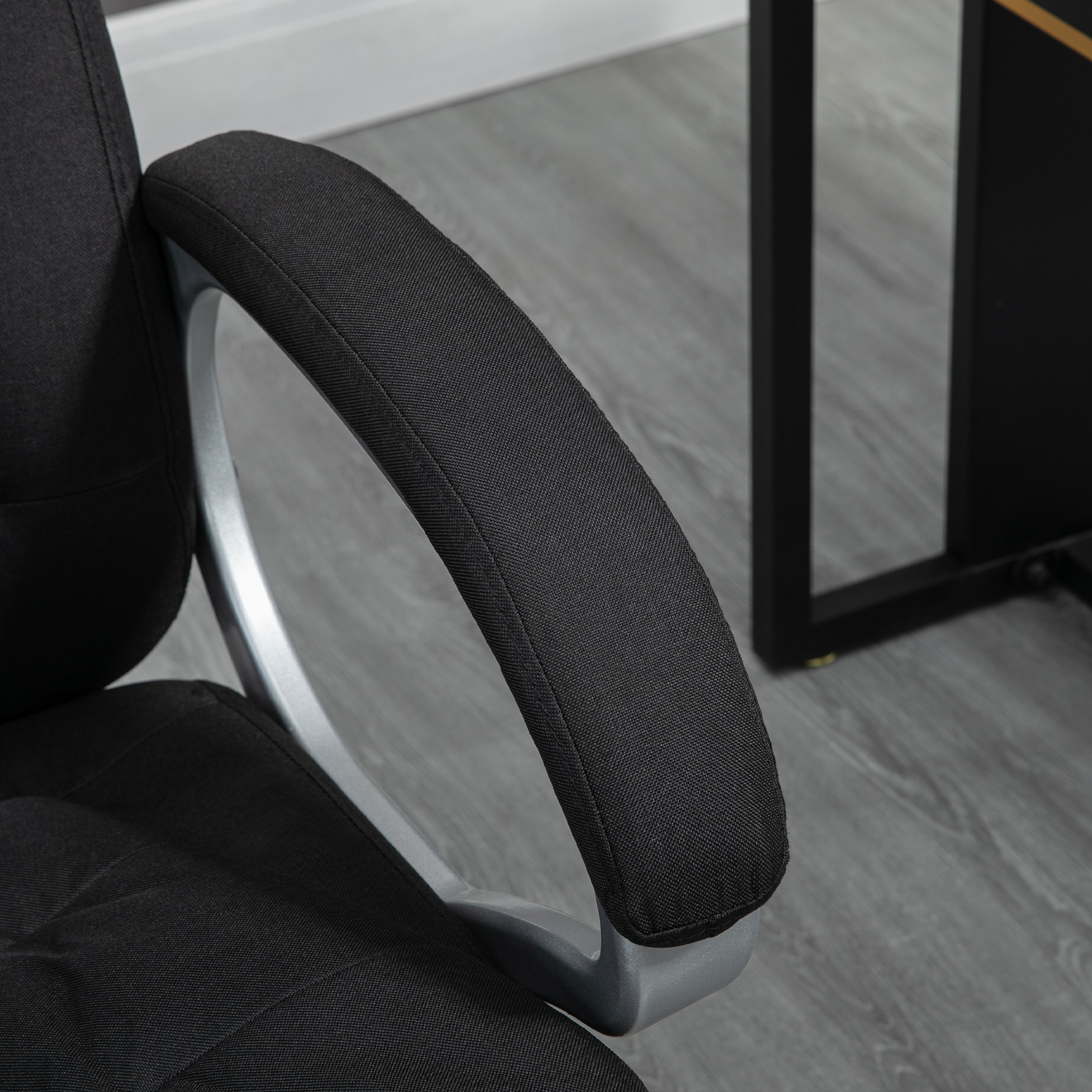 HOMCOM Office Chair Computer Chair Executive Office Chair with Height Adjustable, Comfortable Desk Chair for Home Office Fabric Black 8