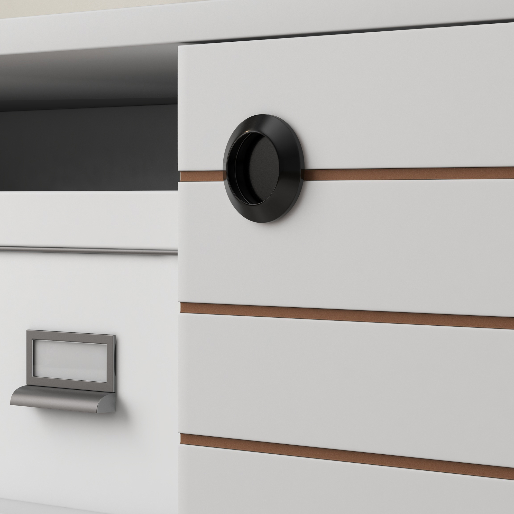 HOMCOM Duo Storage TV Unit, with Striped Door White 8