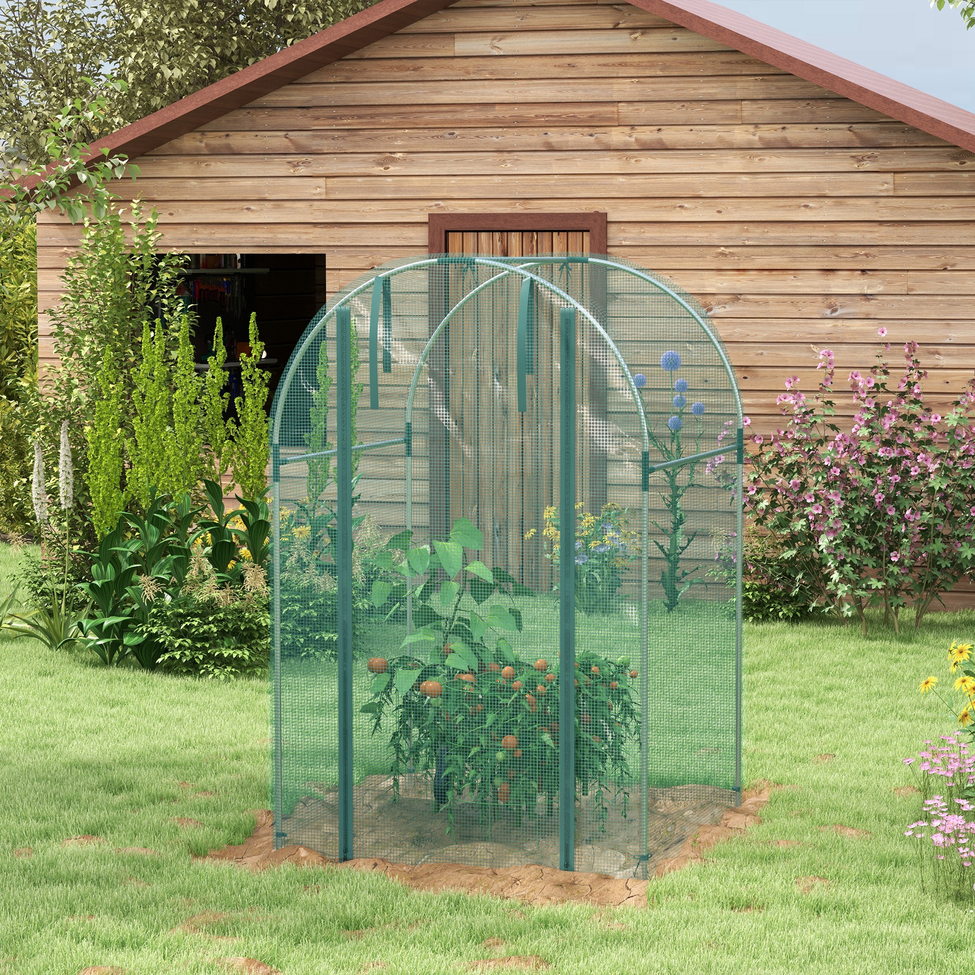 Outsunny 120 x 120cm Mini Polytunnel Greenhouse 8