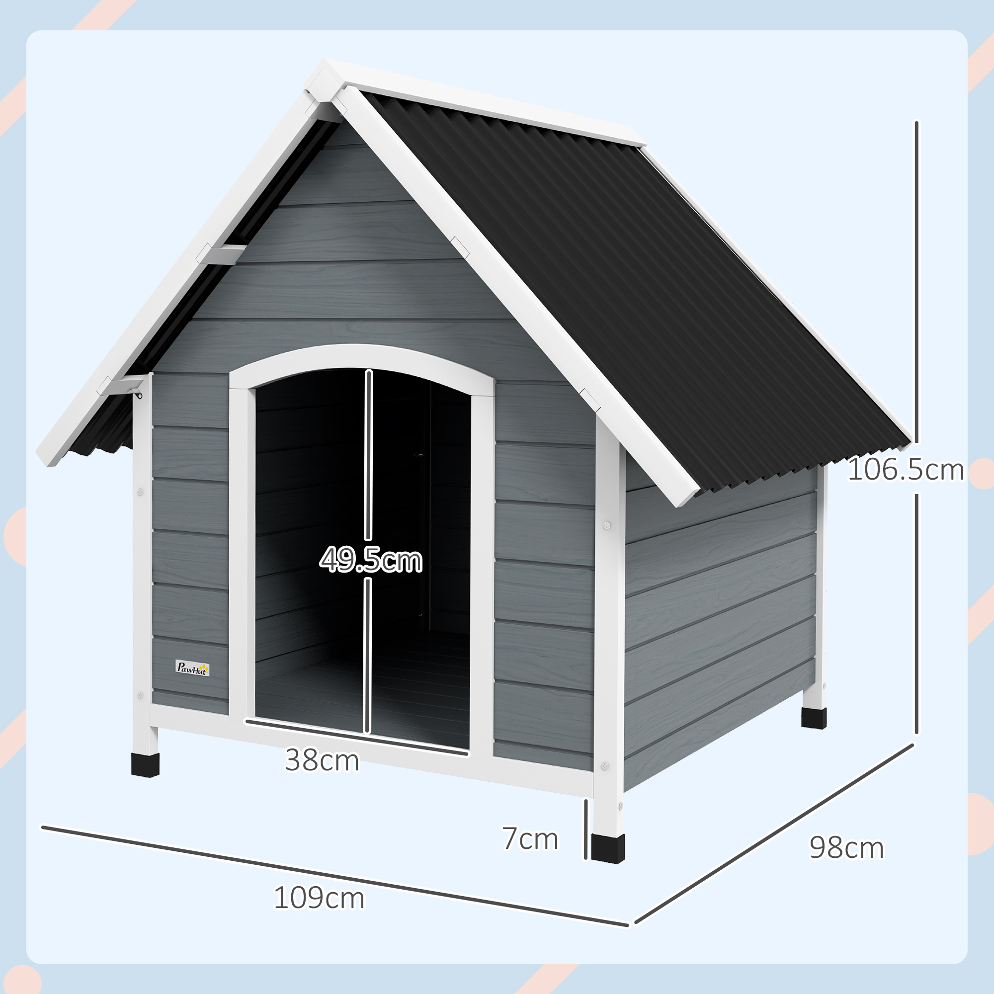 PawHut Outdoor Dog Kennel Wooden Dog House w/ Removable Floor