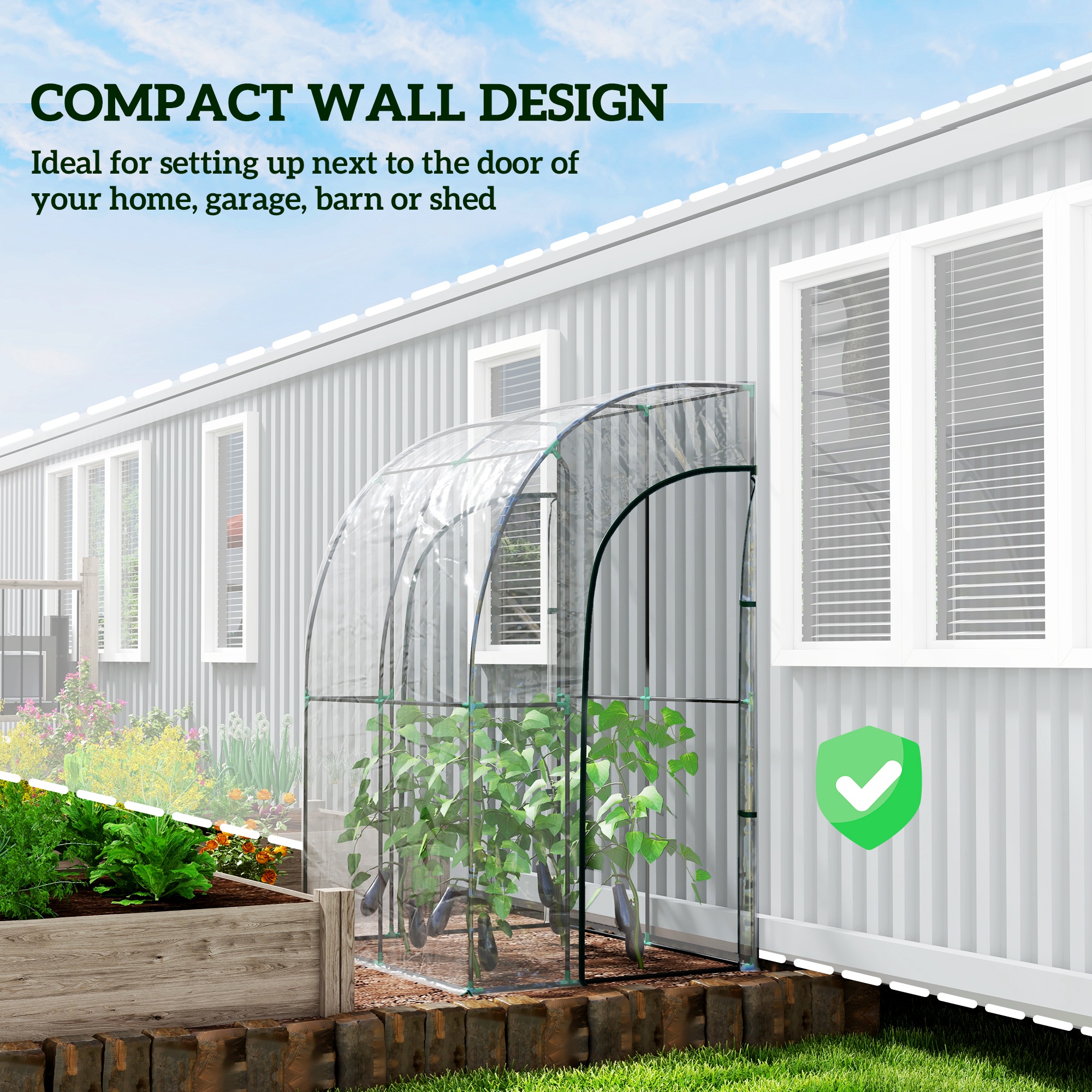 Outsunny 143cm x 118cm Walk-In Lean To Greenhouse, with Accessories 5