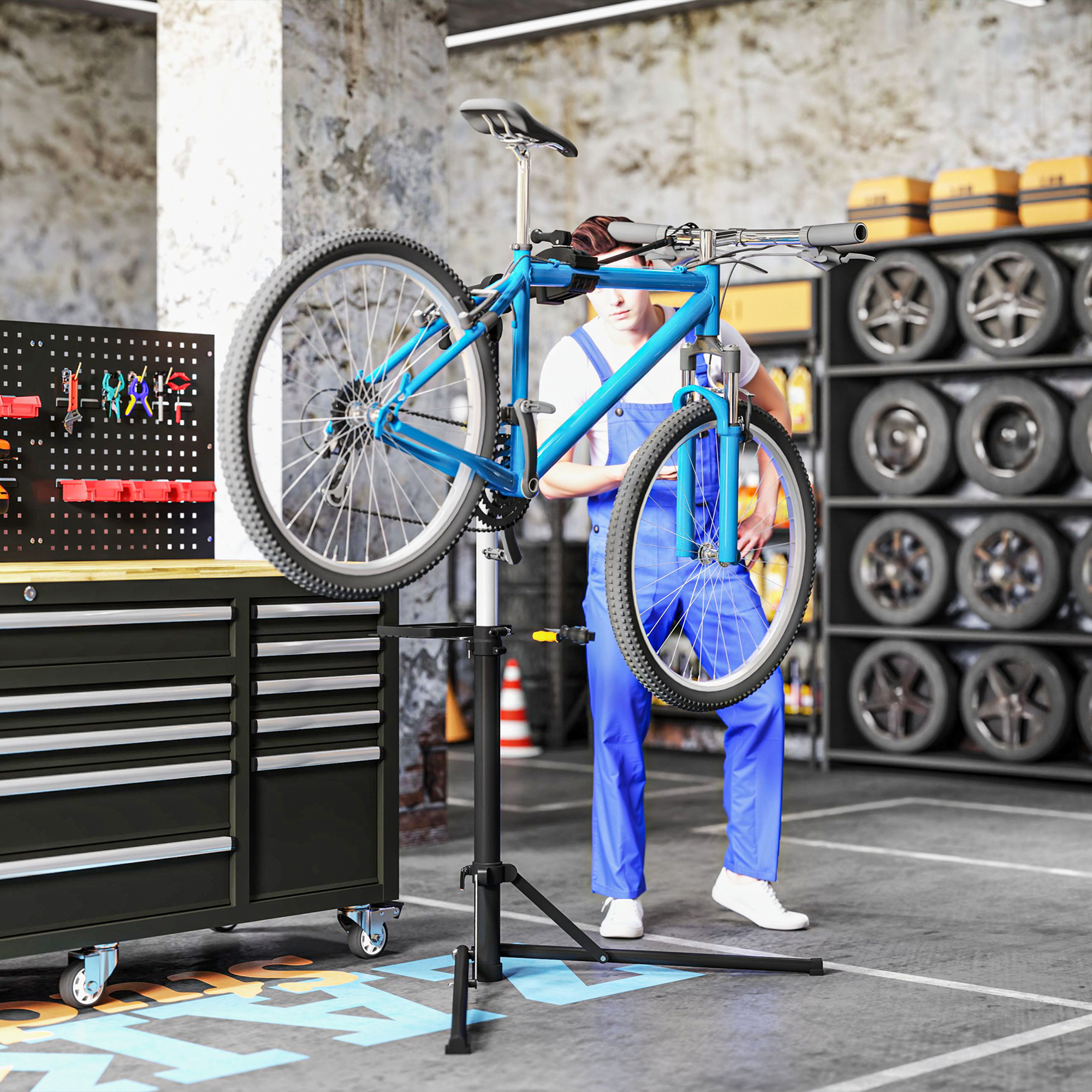 HOMCOM Bike Repair Stand, Max Load 40kg, Foldable, Height Adjustable, for Road Bike, Mountain Bike, E-bike 2