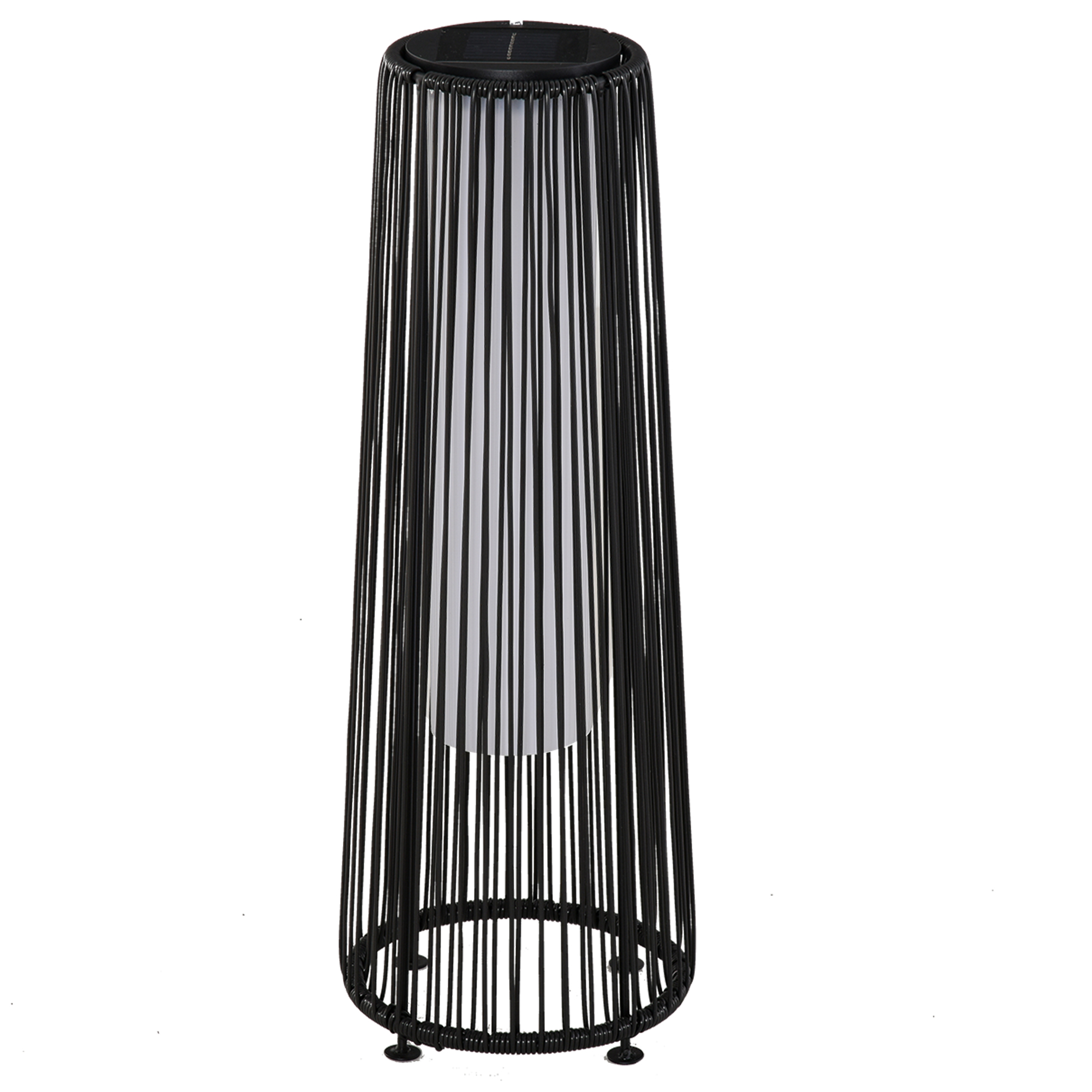 Outsunny Lámpara Pie Mimbre Ratán Solar LED 0,8 W Automática Exterior Decorativa Negro Ø21,5x61 cm   Aosom España