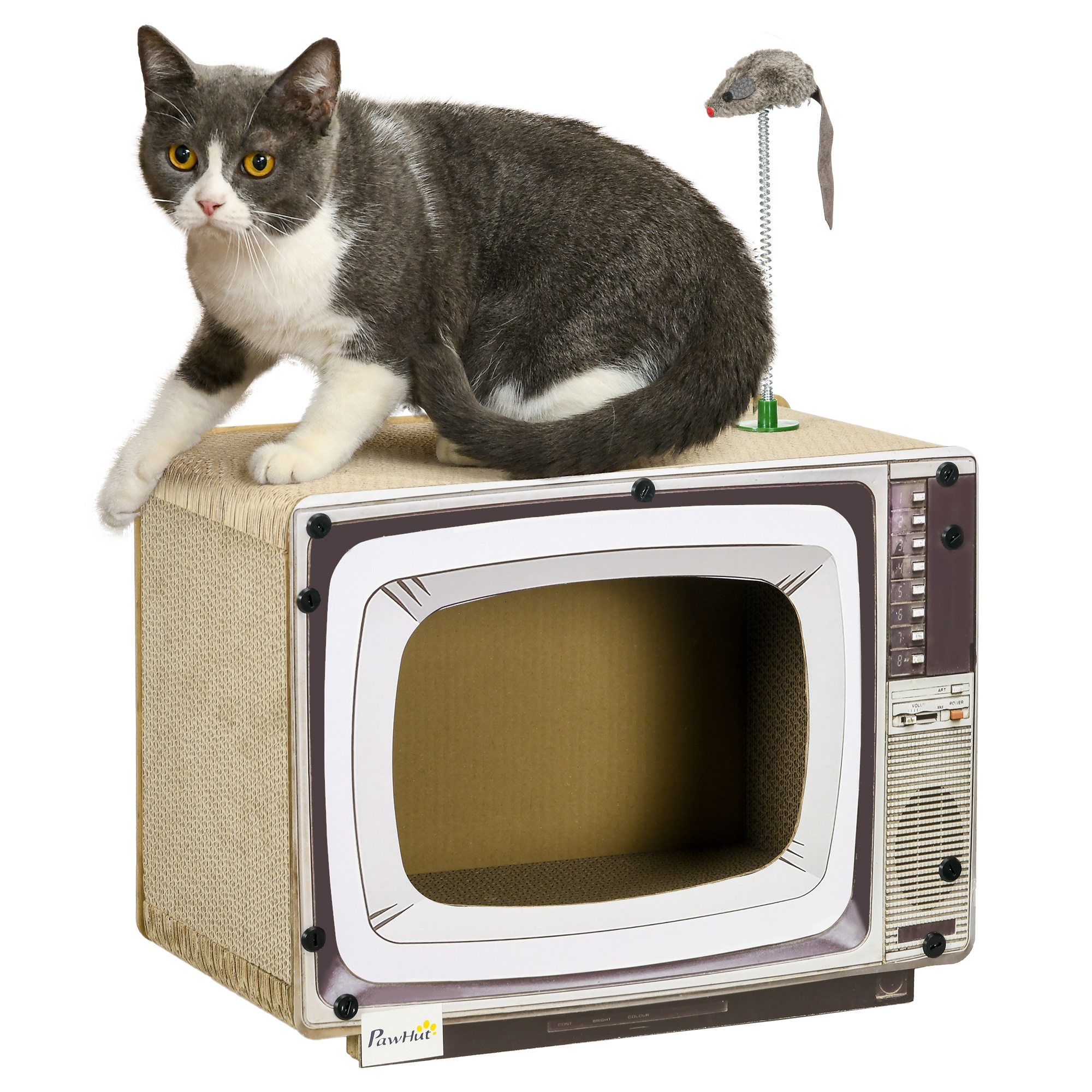 PawHut Cat Cardboard Scratcher, Lounge Sofa Bed with Catnip, 58 x 29.5 x 29cm