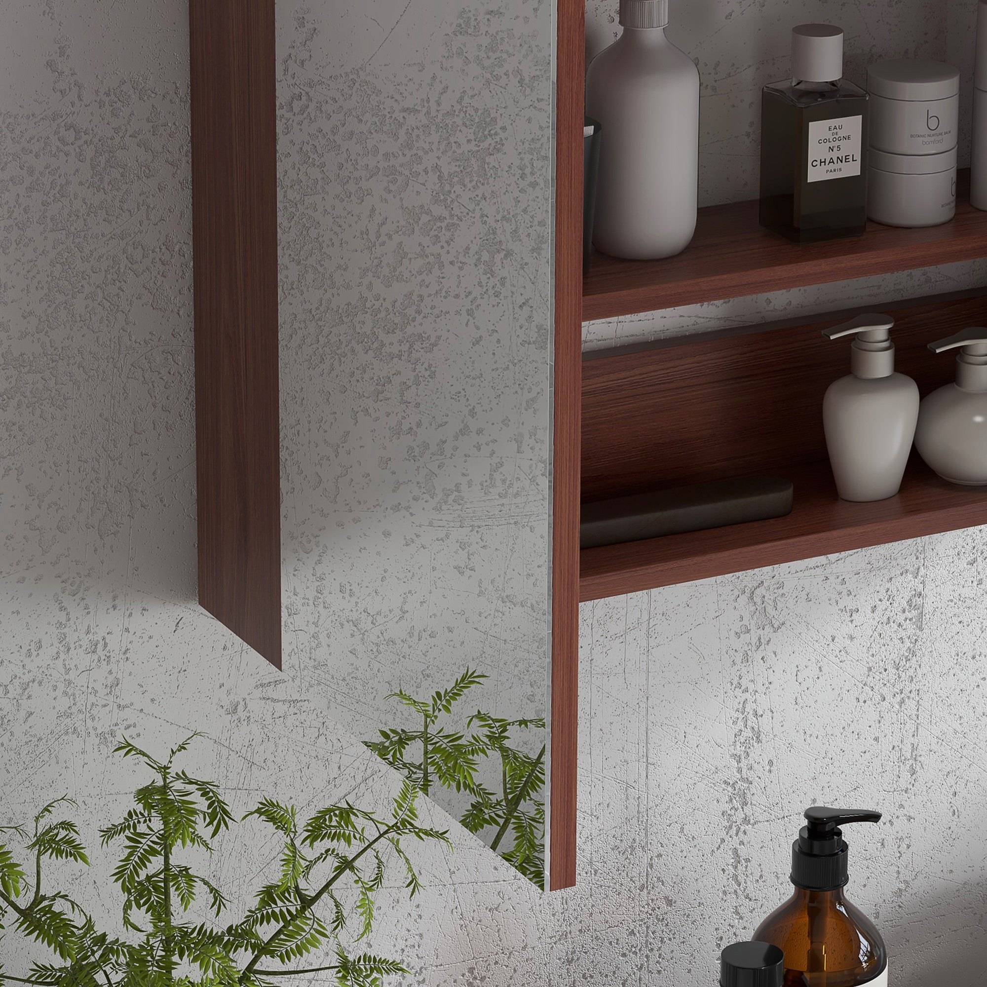 kleankin Double Door Bathroom Mirror Cabinet, Wall Mounted Bathroom Storage Cabinet, Soft Closing, 63L x 60Hcm 9