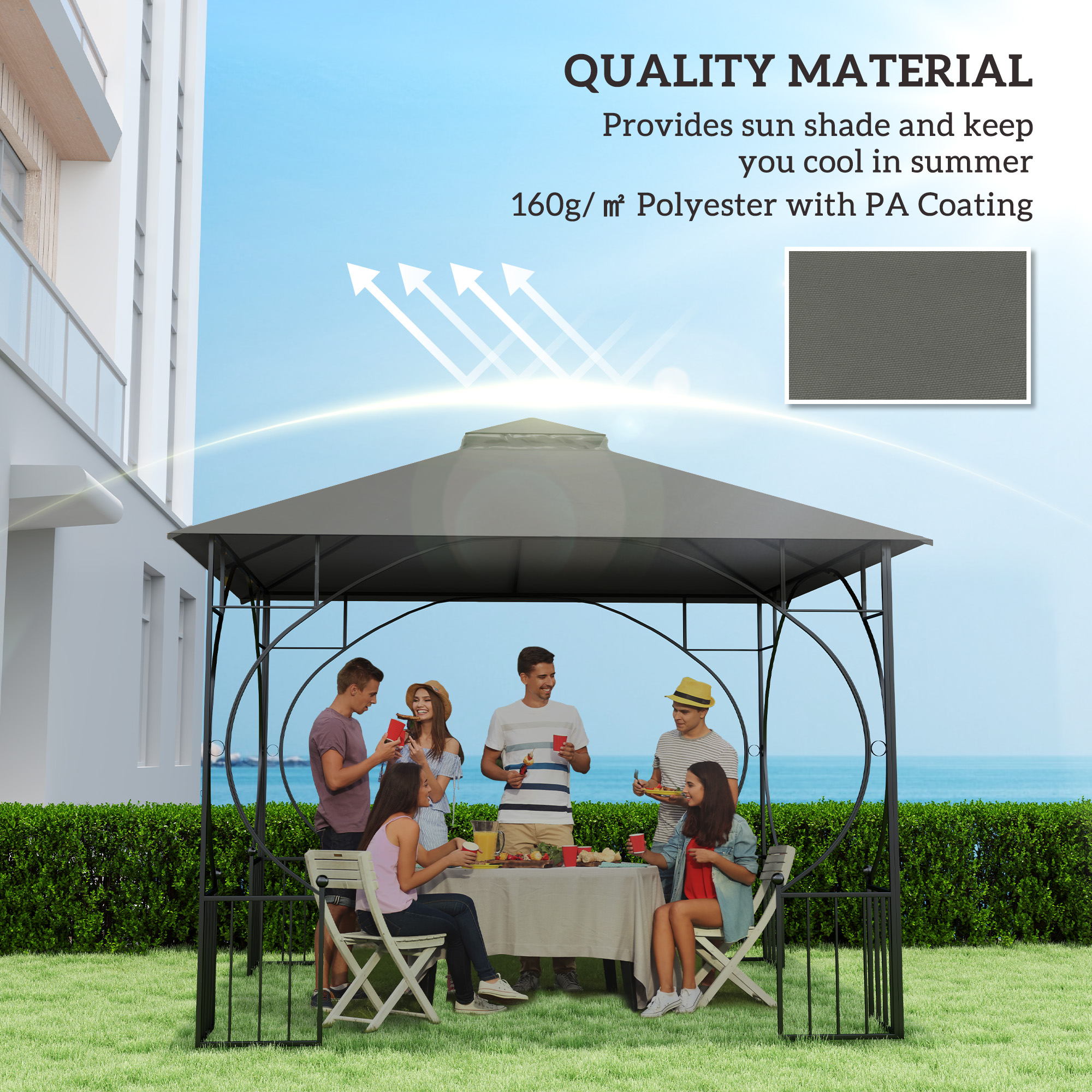 Outsunny 3x3(m) Replacement Gazebo Canopy, Double Tier Roof Top for ...