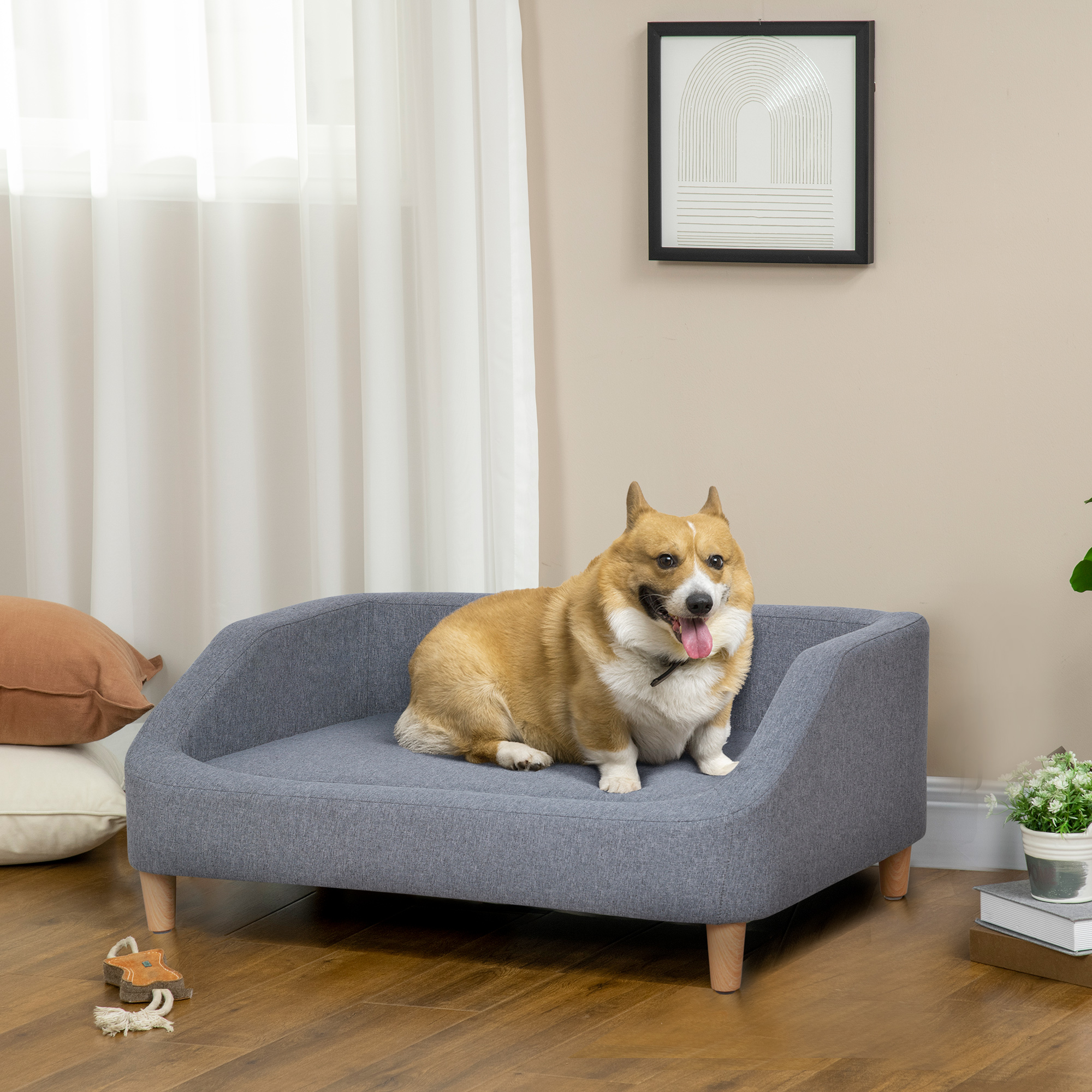 PawHut Dog Sofa, pet Bed, with Soft Cushion, Washable Cover, for Small, Medium & Large Dogs Grey 2