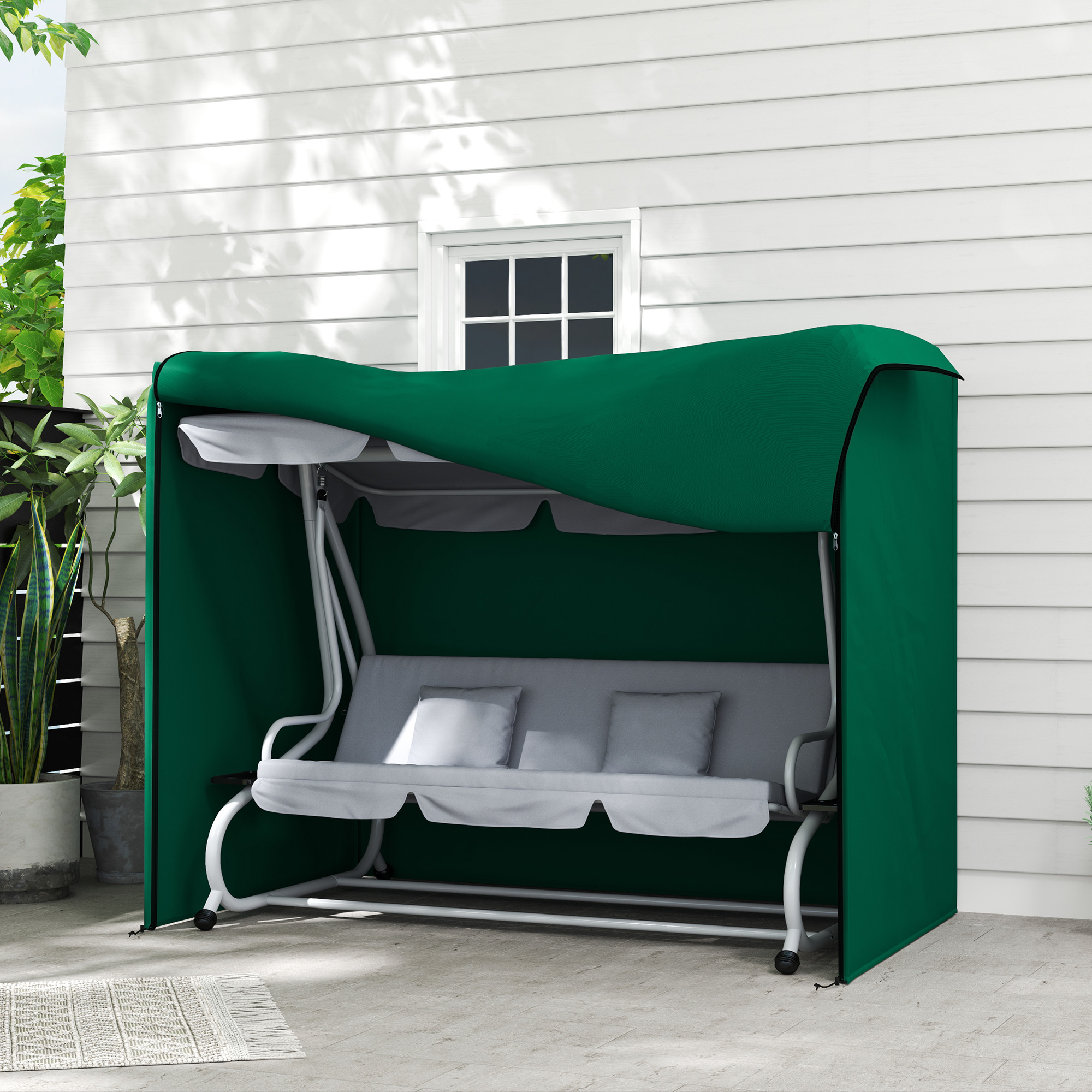 Outsunny 220 x 125cm Three-Seater Swing Chair Protective Cover Green 2