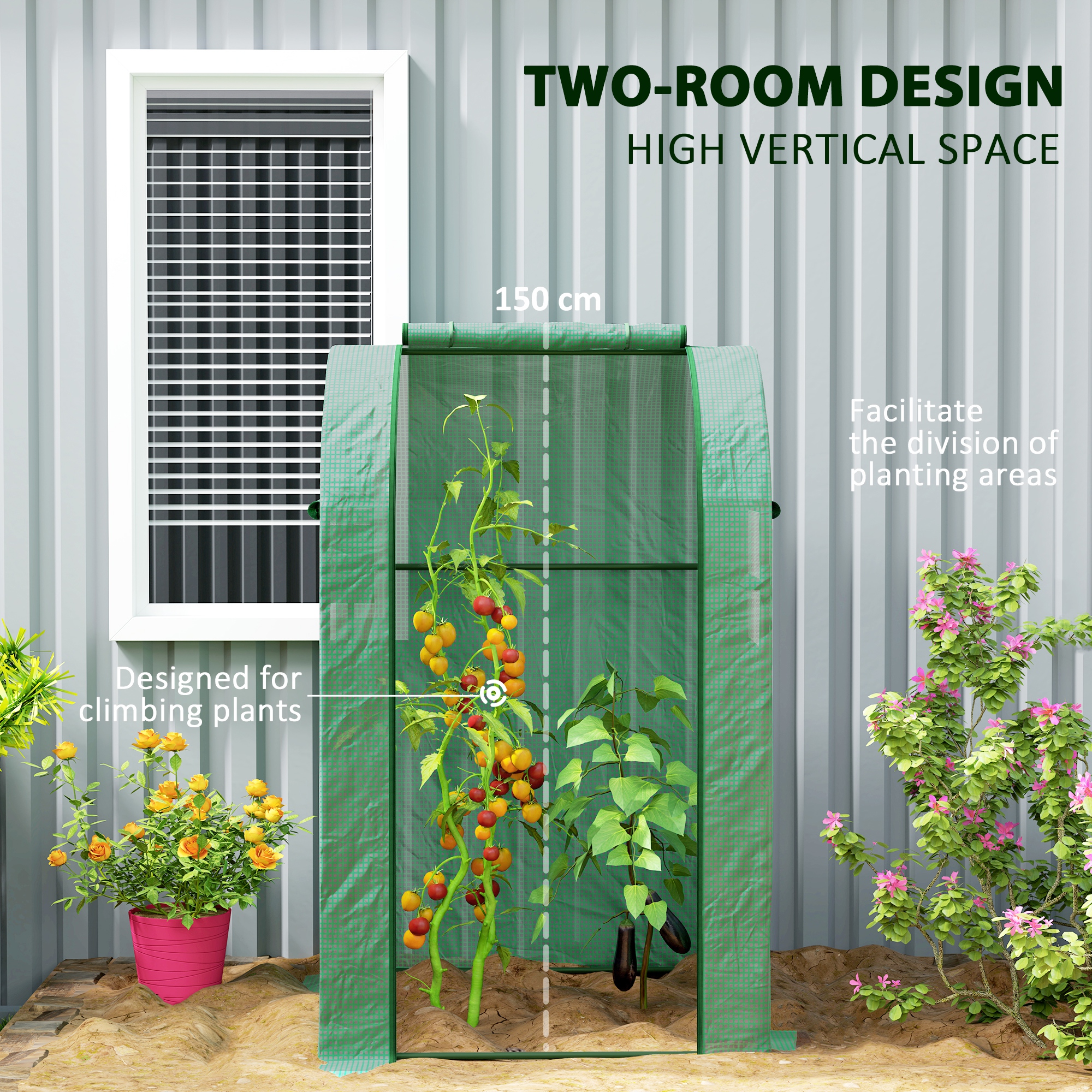 Outsunny 94 x 94cm Mini Portable Greenhouse Green 4