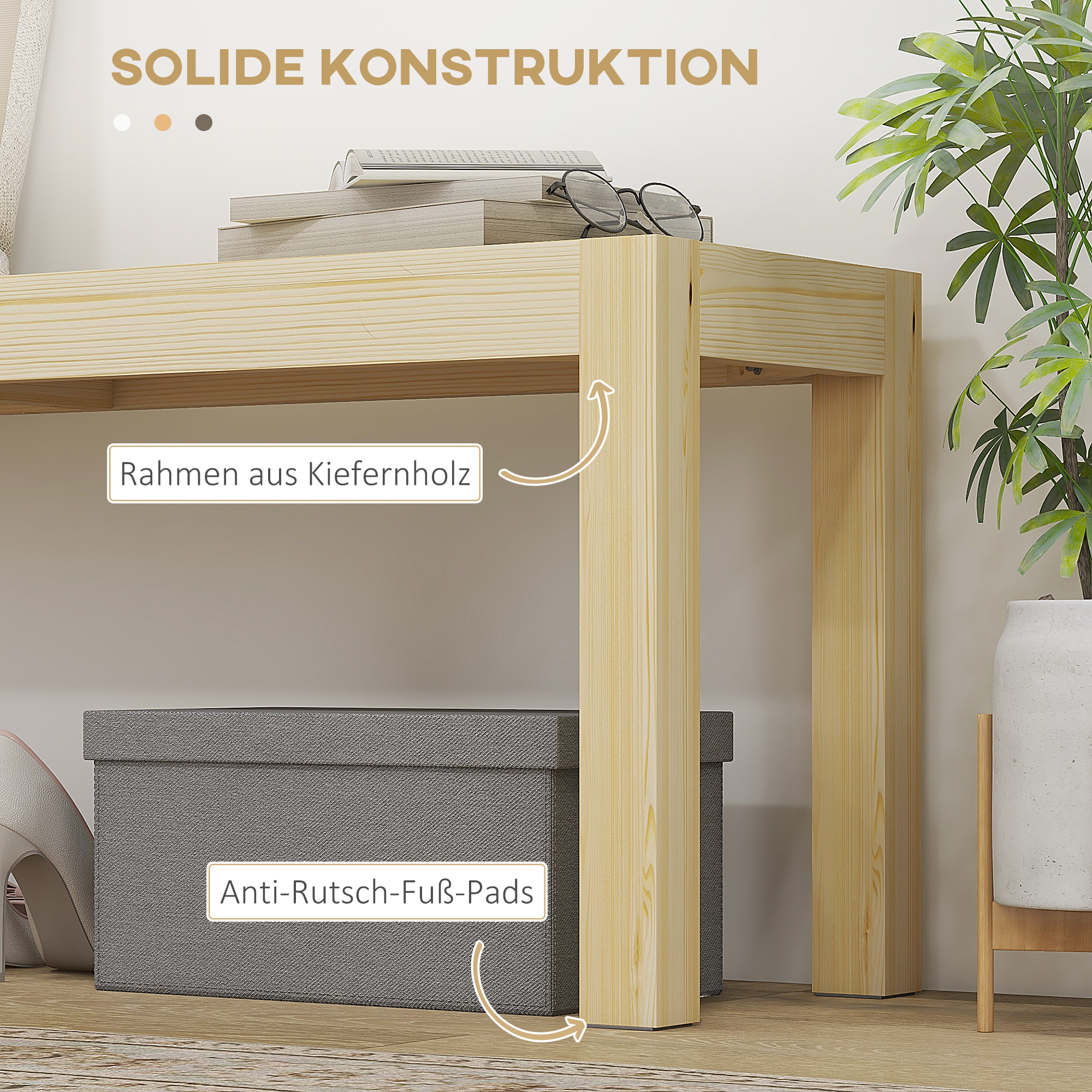 Puidust köögipink, täispuidust 3-kohaline pink, 120 cm x 33 cm x 45 cm, naturaalne