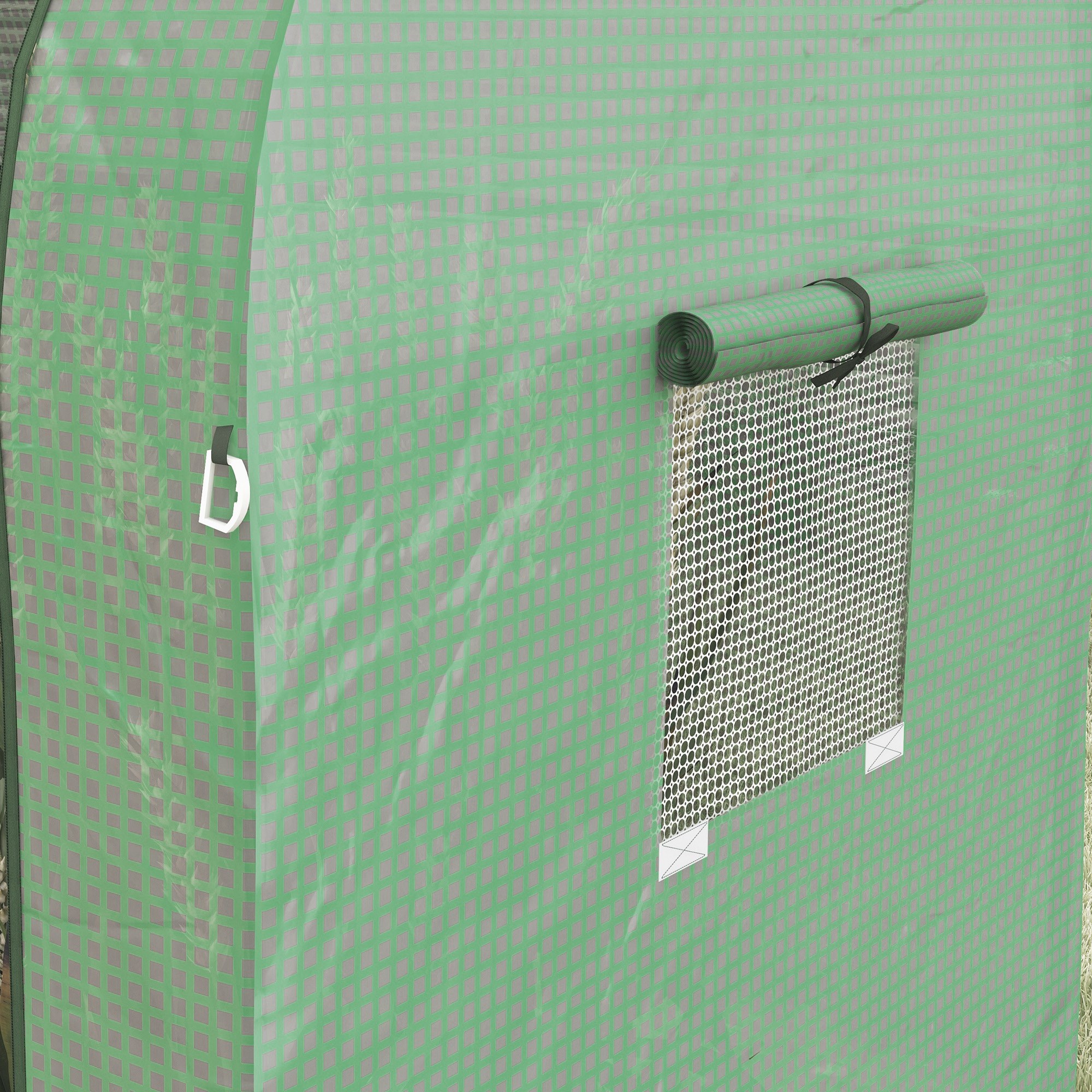 Outsunny Tomato Greenhouse, Garden Growhouse with 2 Roll-up Doors and 4 Mesh Windows, Portable Indoor Outdoor Green House, 185 x 94 x 150cm, Green 9