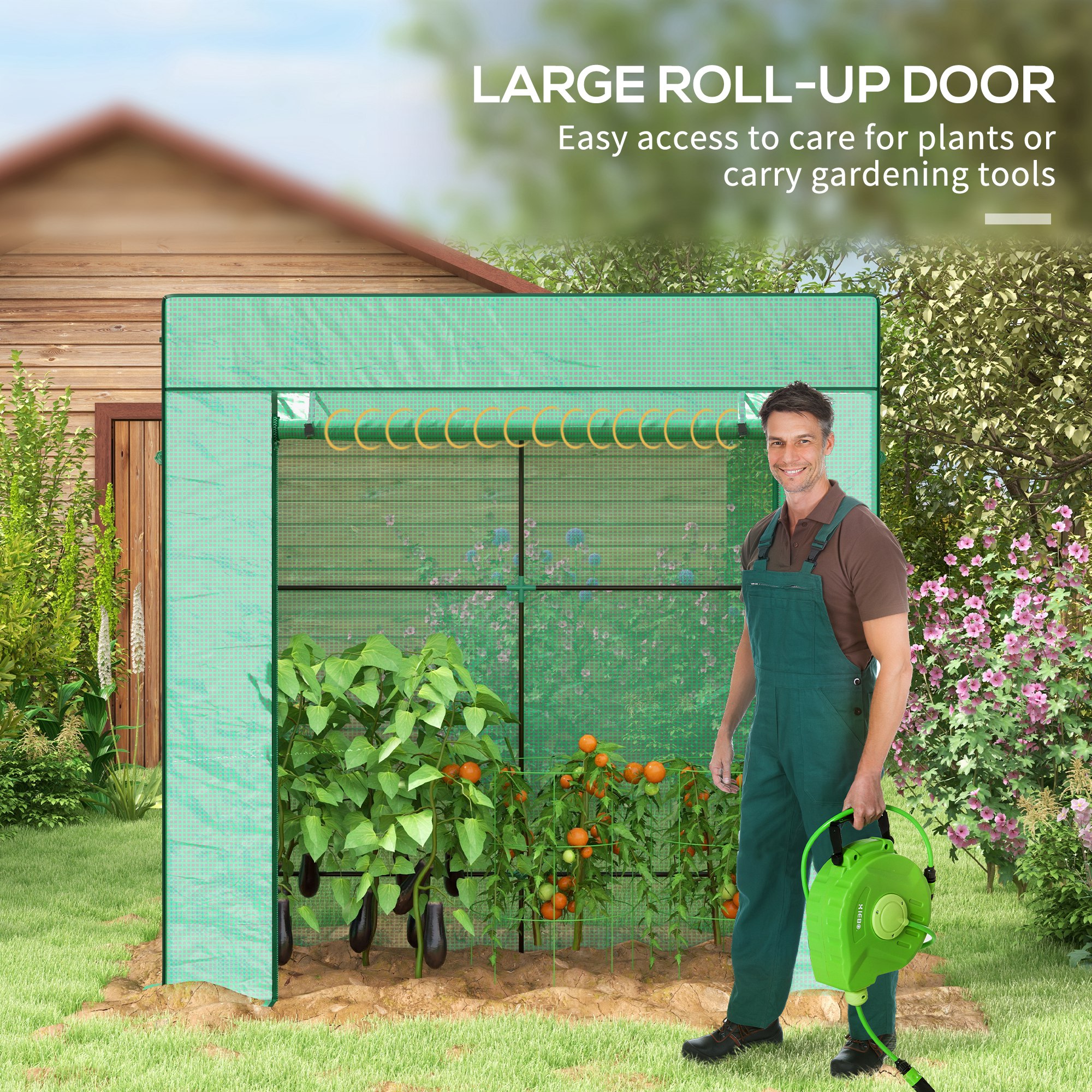 Outsunny 77 x 196cm Walk-In Greenhouse, with Accessories 5