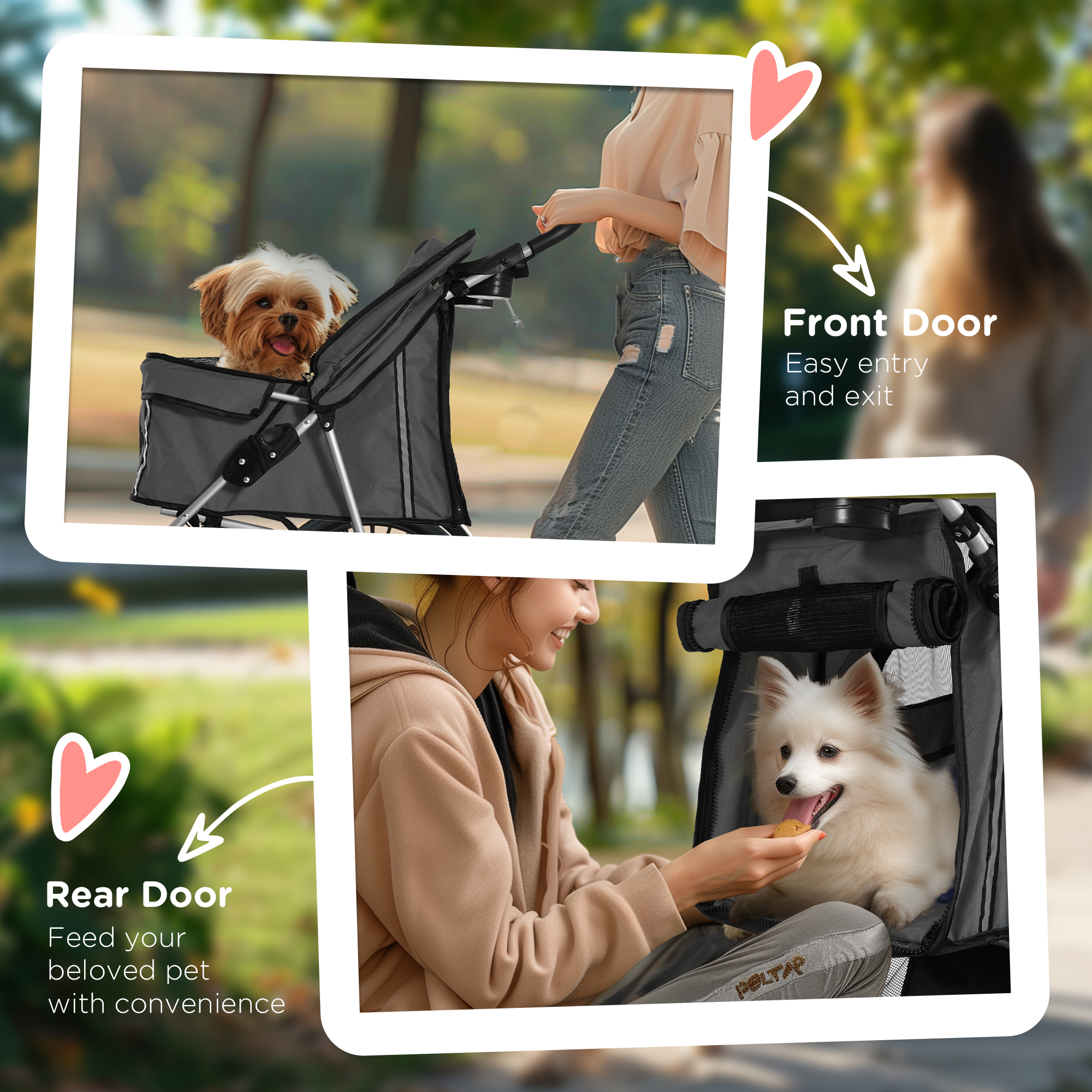 PawHut Foldable Pet Stroller for Small and Miniature Dog, Dark Grey 7