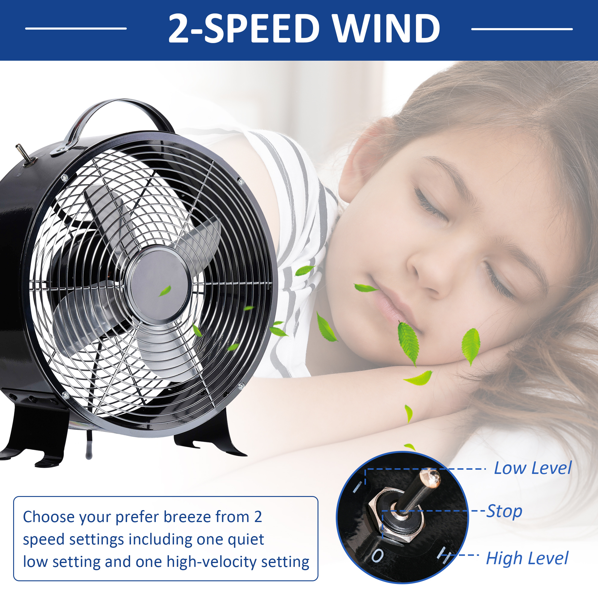 HOMCOM 10" 2-Speed Electric Table Desk Fan w/ Safety Guard Anti-Slip Feet Portable Personal Cooling Fan Home Office Bedroom Black 4