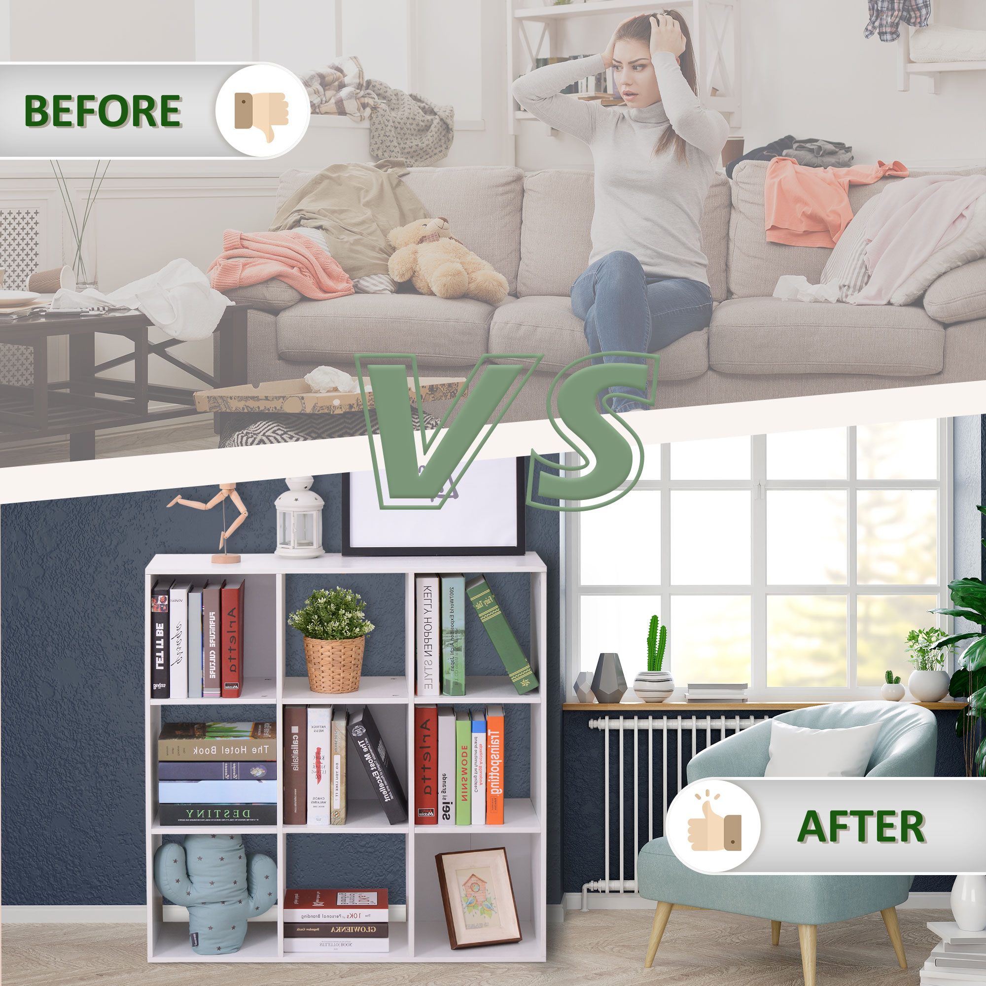 HOMCOM Nine-Cube Storage Shelf White 7