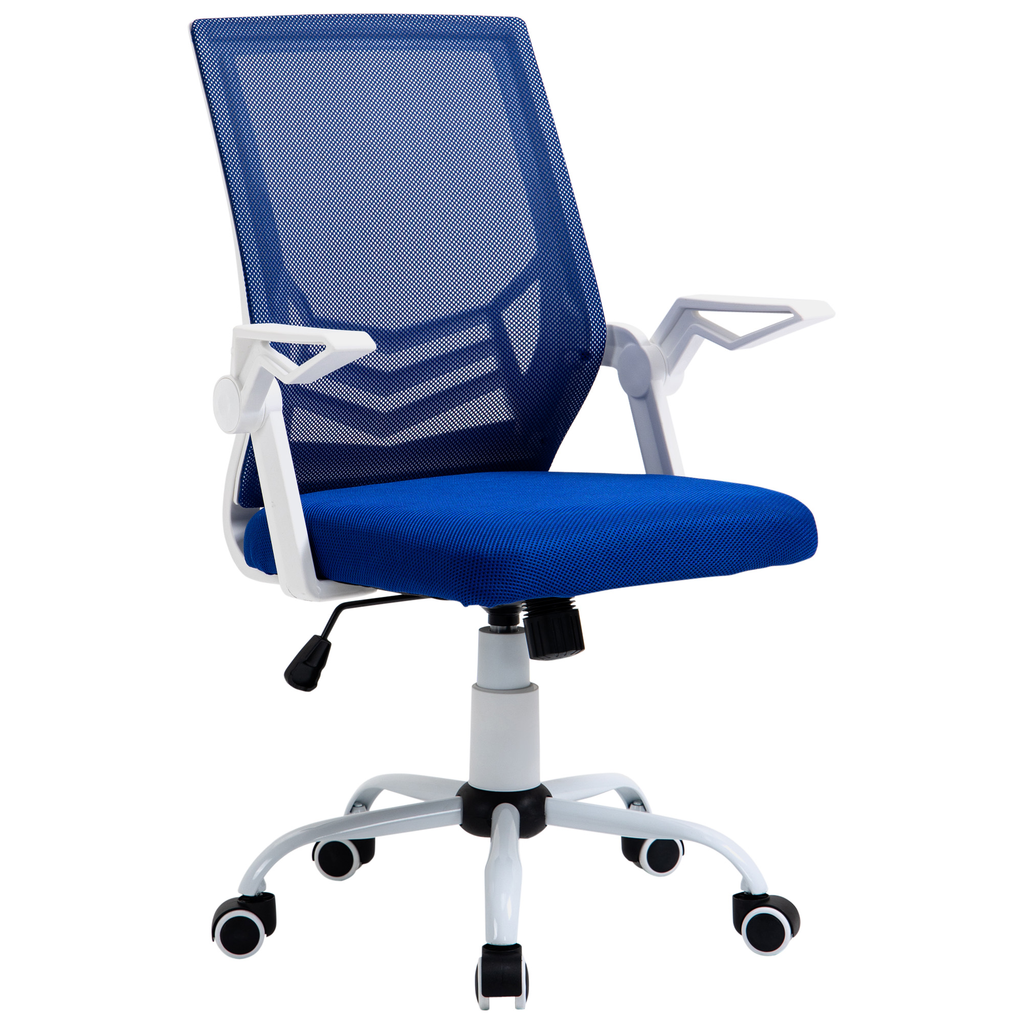 Vinsetto Silla de Oficina Ergonómica Giratoria Azul Altura Ajustable Reposabrazos Abatible Soporte Lumbar Respaldo Transpirable   Aosom España