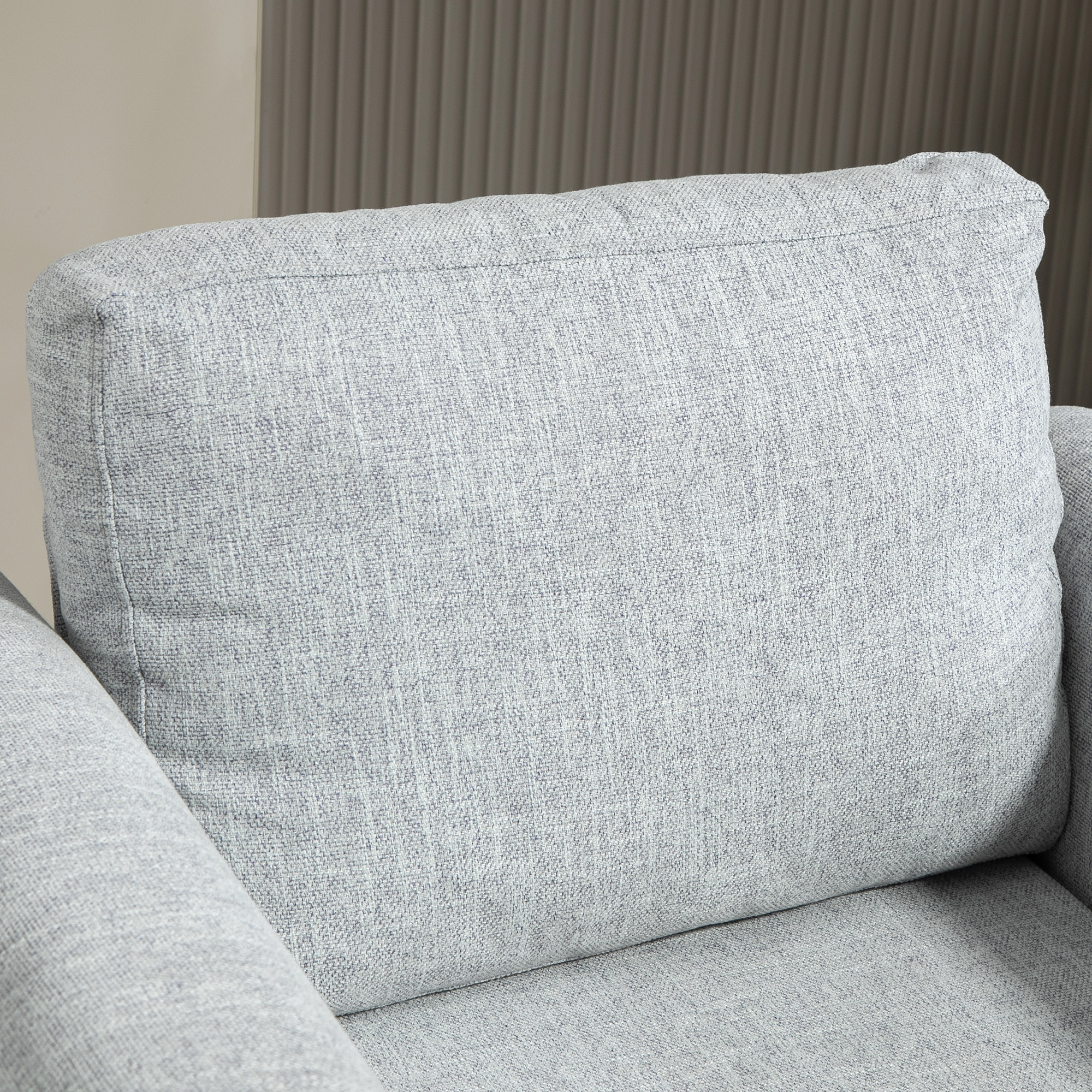 HOMCOM Vintage Accent Chair, Upholstered Occasional Chair with Back Pillow, Rolled Arms, Rubber Wood Legs, Light Grey 8
