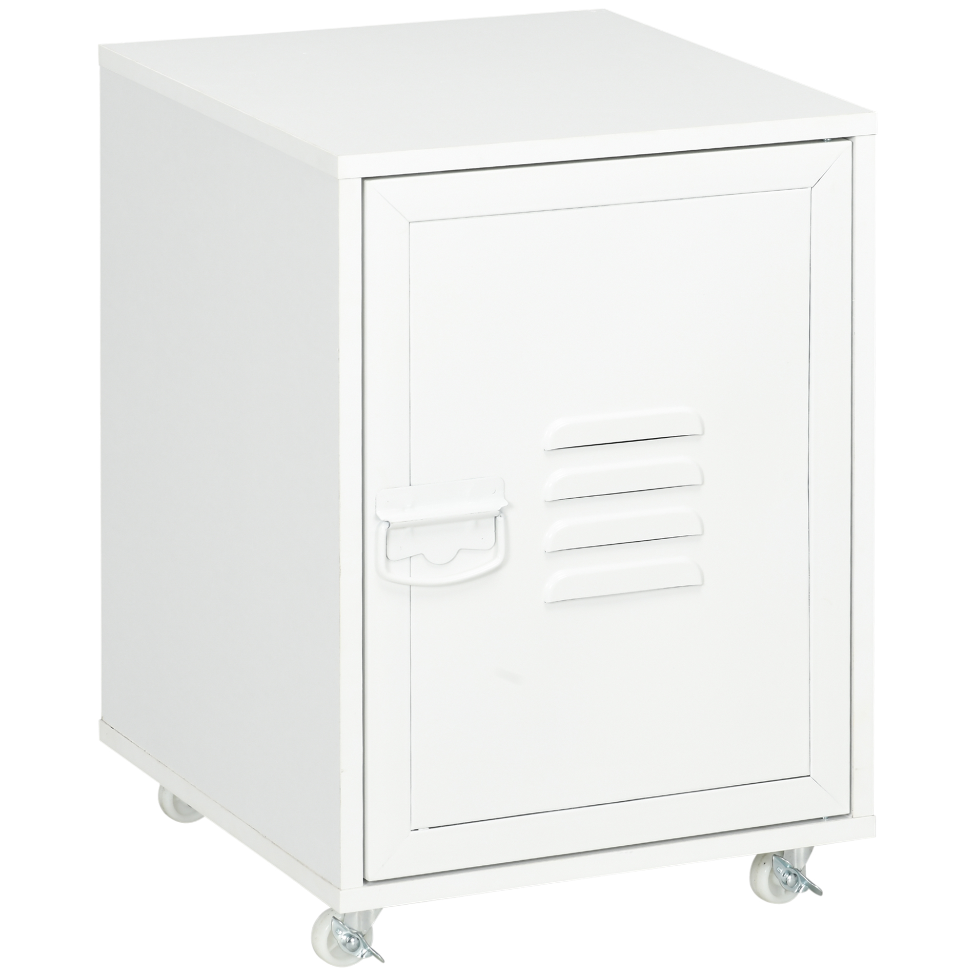 Vinsetto Mueble Archivador con Ruedas Estante Ajustable y Puerta de Metal para Tamaño A4 para Estudio 38x38,5x55,5 cm Blanco | Aosom España