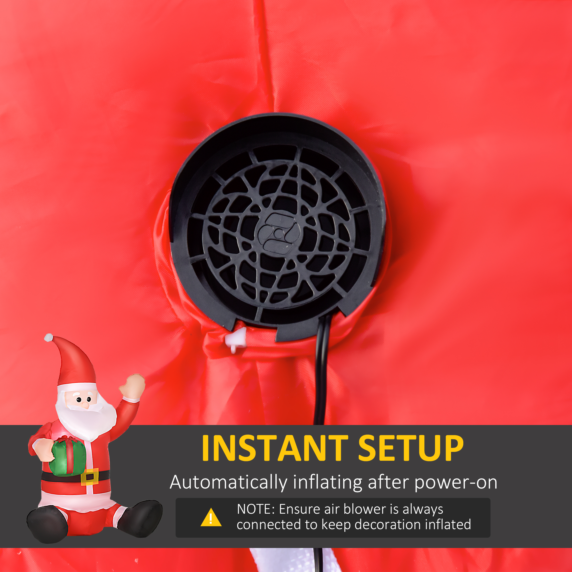 HOMCOM 4ft Inflatable Christmas Santa Claus Gift with LED Xmas Décor Holiday Outdoor Yard Decoration 6