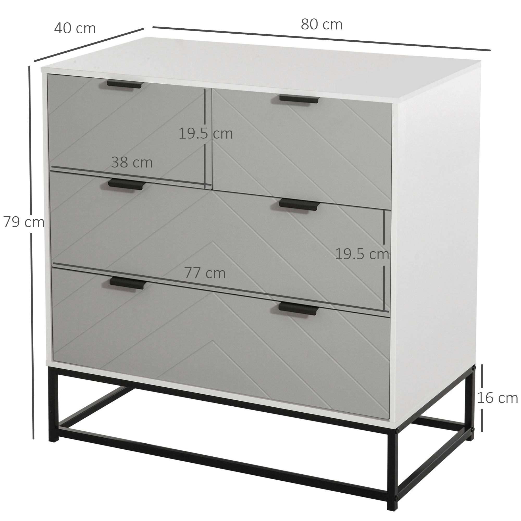 HOMCOM Chest of Drawers with Metal Handles Freestanding Dresser for Bedroom, Living Room 4