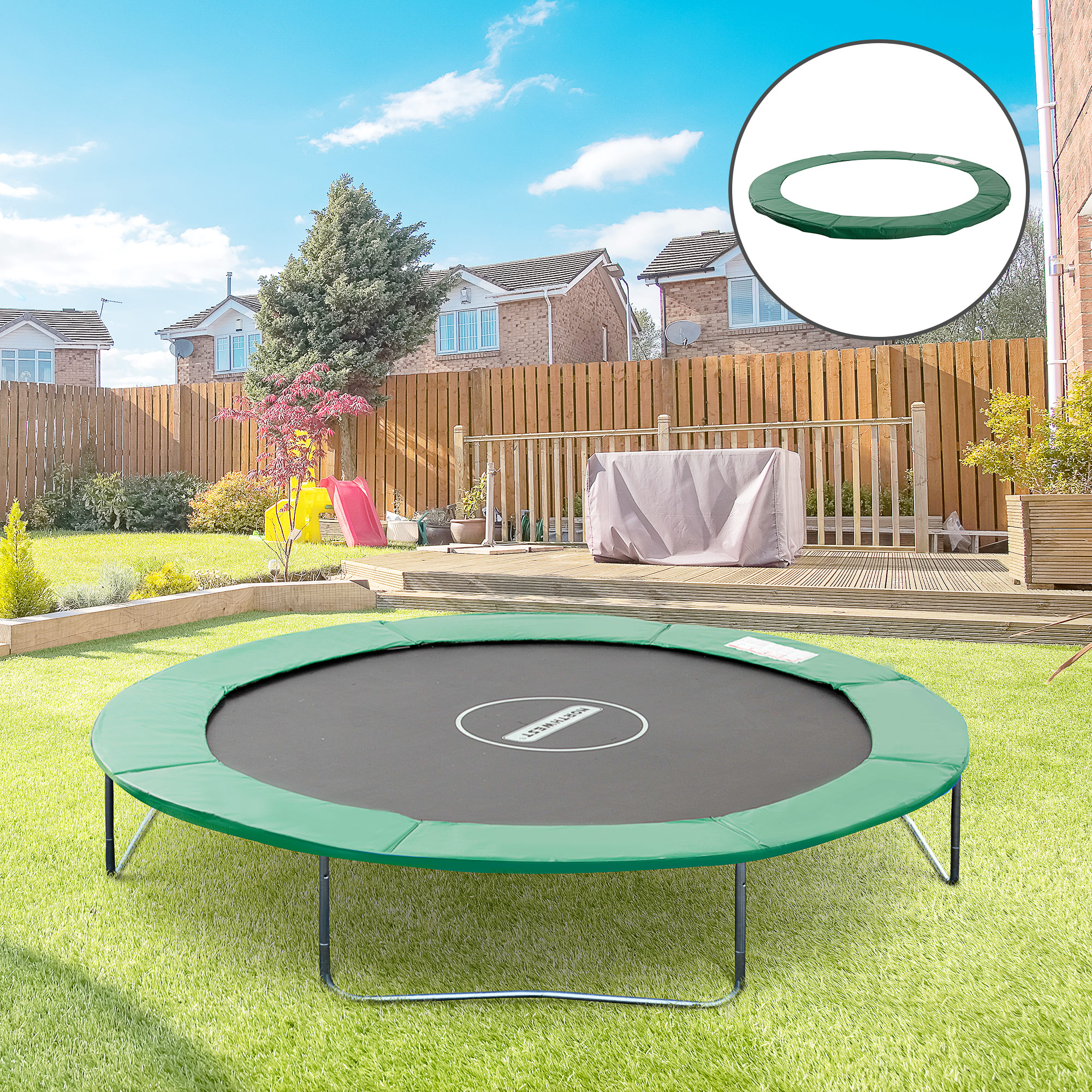 HOMCOM Randabdeckung Trampolin Zubehör Ø 244 cm witterungsbeständig PVC PE in Grün für optimalen Schutz   Aosom.de