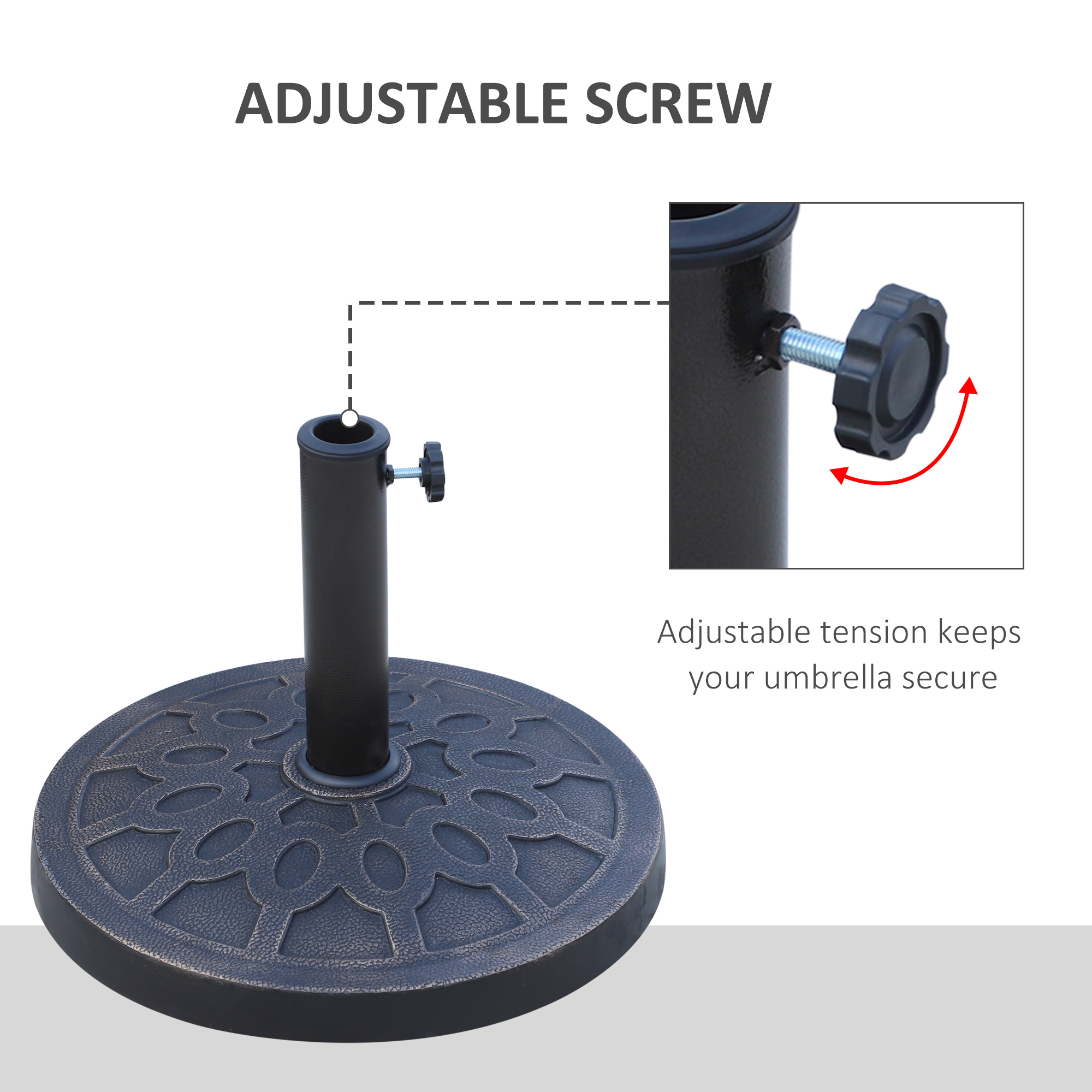 Outsunny 13kg Resin Umbrella Stand Holder, Garden Parasol Base for 38mm or 48mm Outdoor Umbrella Poles, Bronze Tone 6