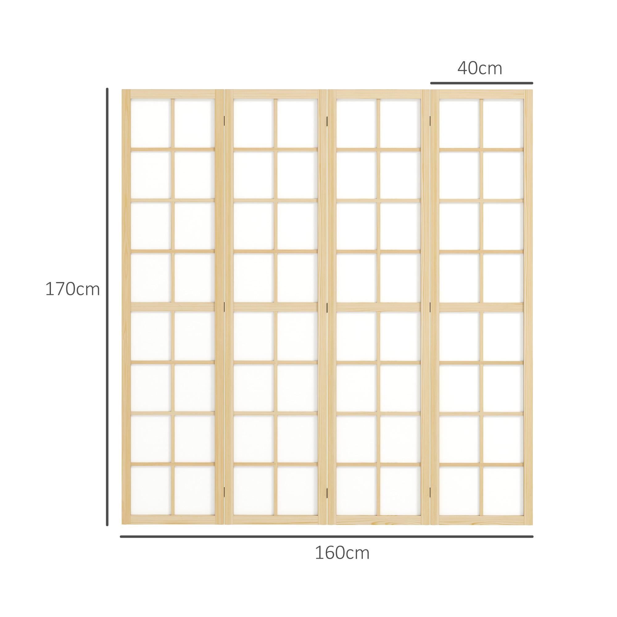 HOMCOM 4 Panel Folding Room Divider, Freestanding Room Separator, Indoor Privacy Screen for Living Room, Bedroom, 160 x 170cm 3