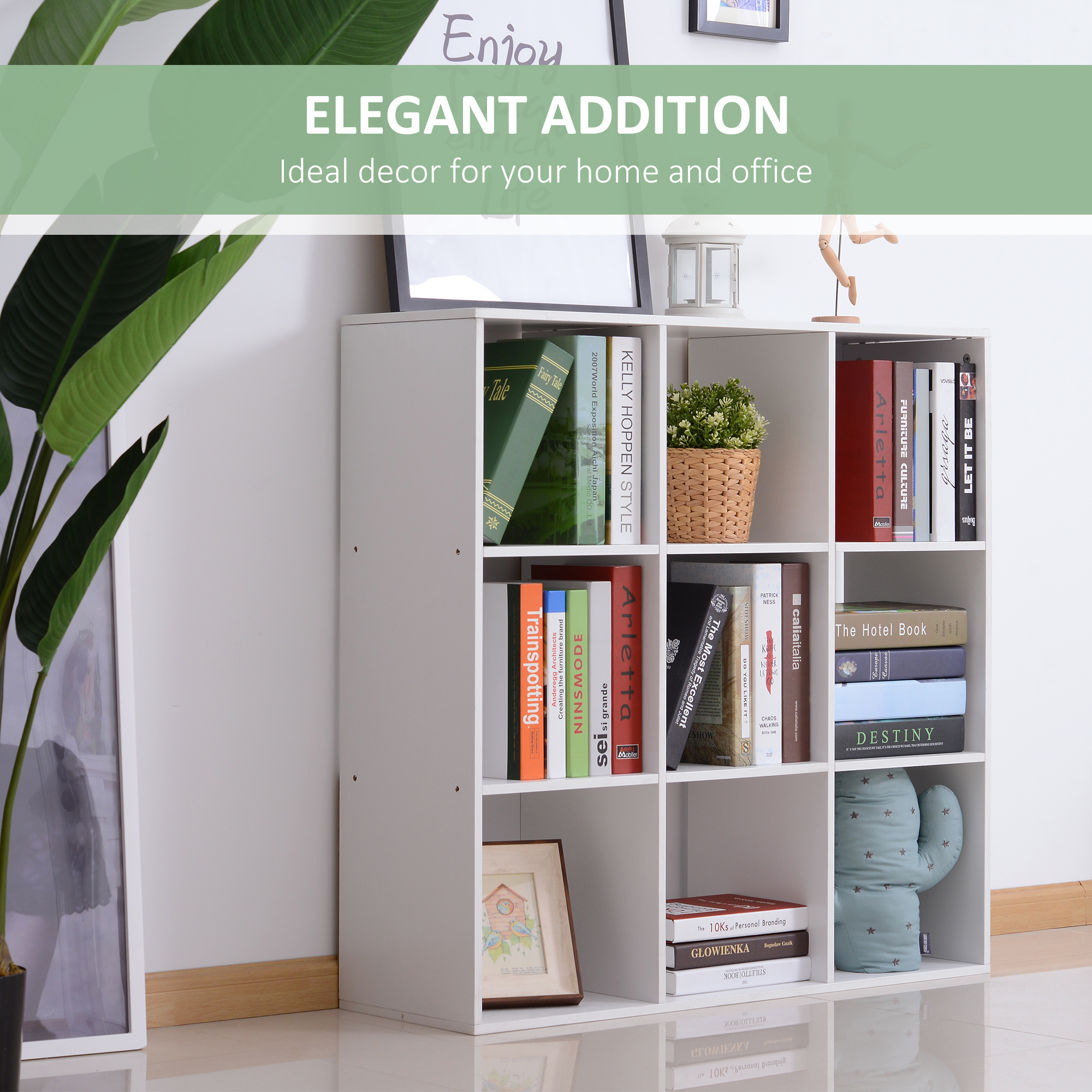 HOMCOM Nine-Cube Storage Shelf White 6