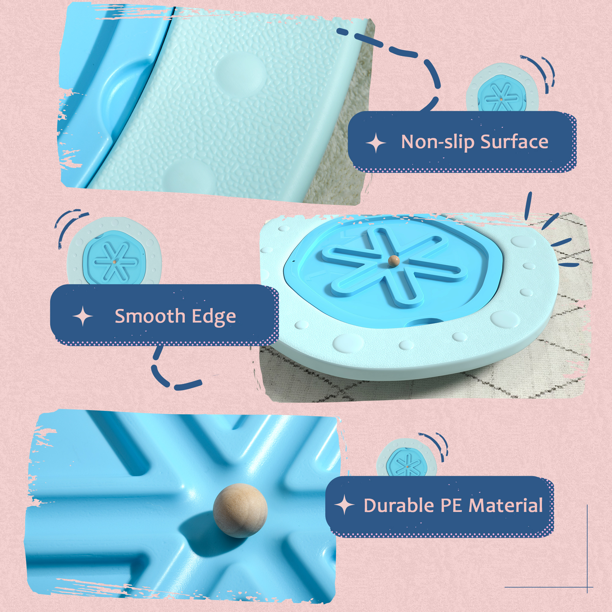 ZONEKIZ Two-In-One Balance Board, Kids Wobble Board with Ball Blue 6