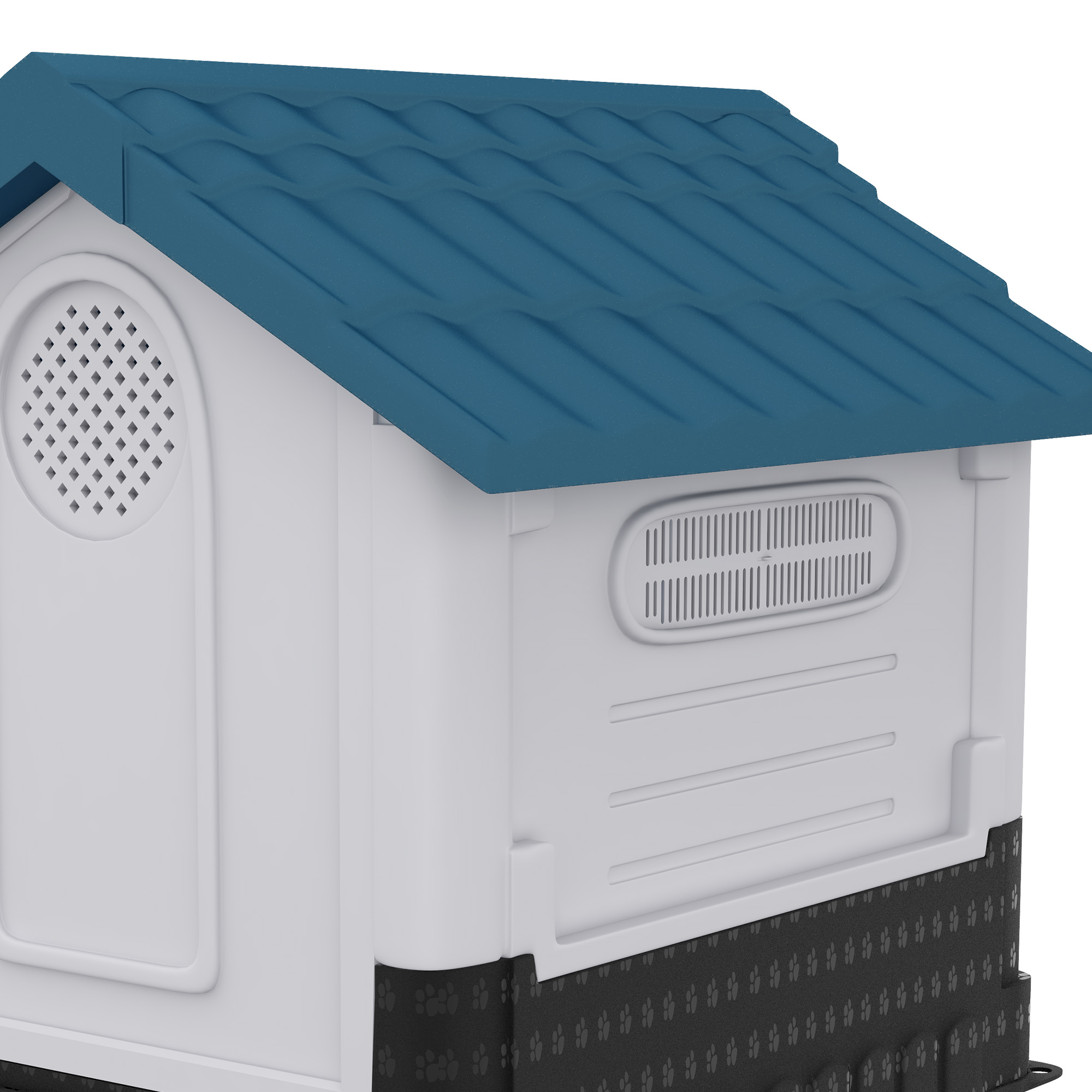 PawHut Plastic Dog Kennel with Windows, for Garden Patio, Medium and Large Dogs, 101 x 88 x 99cm Blue 8