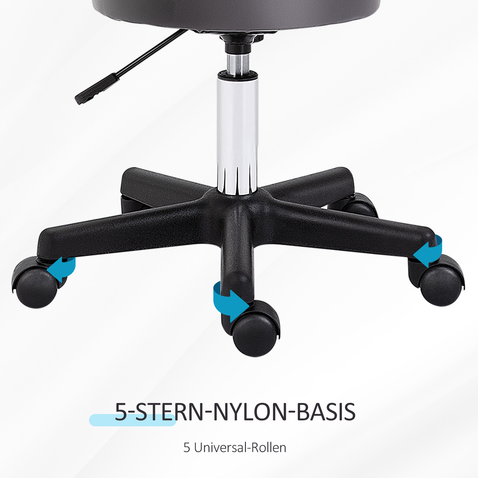 Salongitool, kõrguse reguleerimise võimalusega, ergonoomiline, 360° pöörlev, 5 ratast, kunstnahast kate, hall