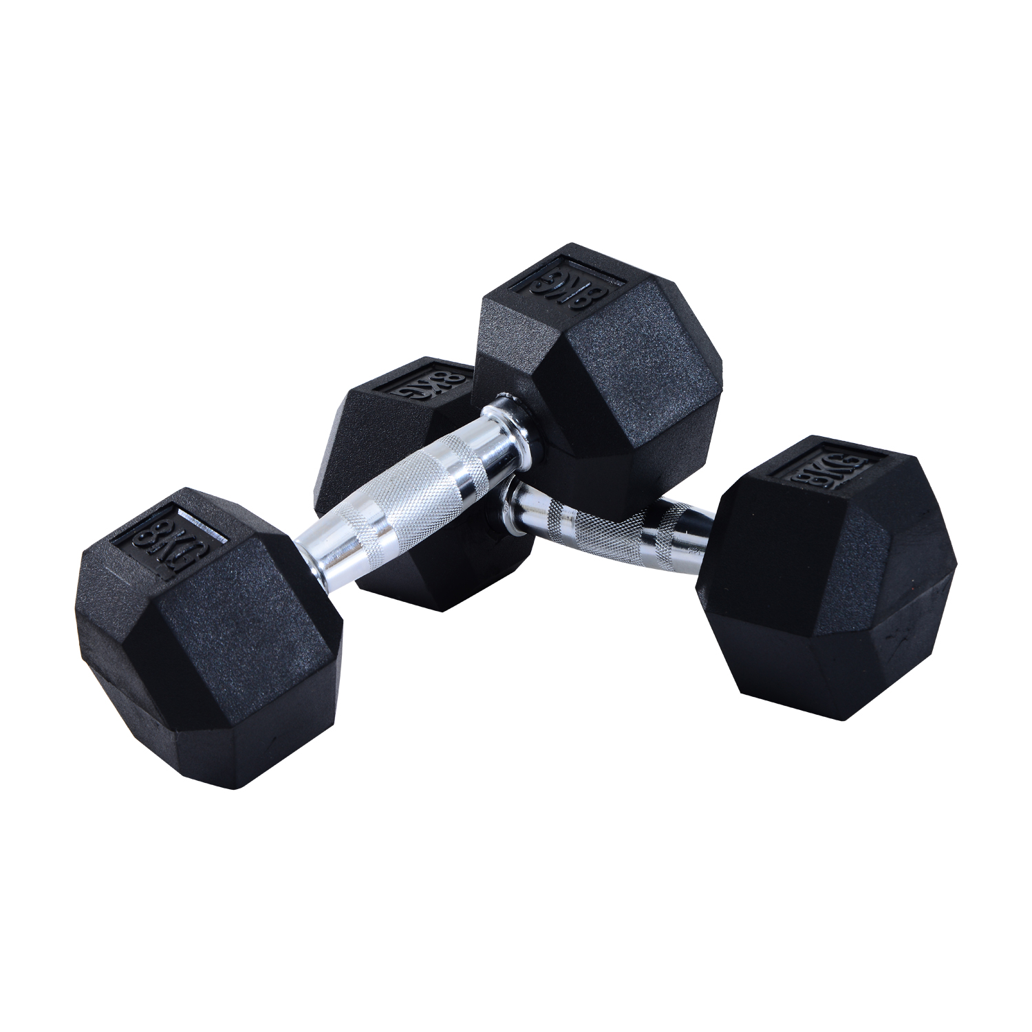 HOMCOM Rubber Dumbbell Sports Hex Weights Sets Home Gym Fitness