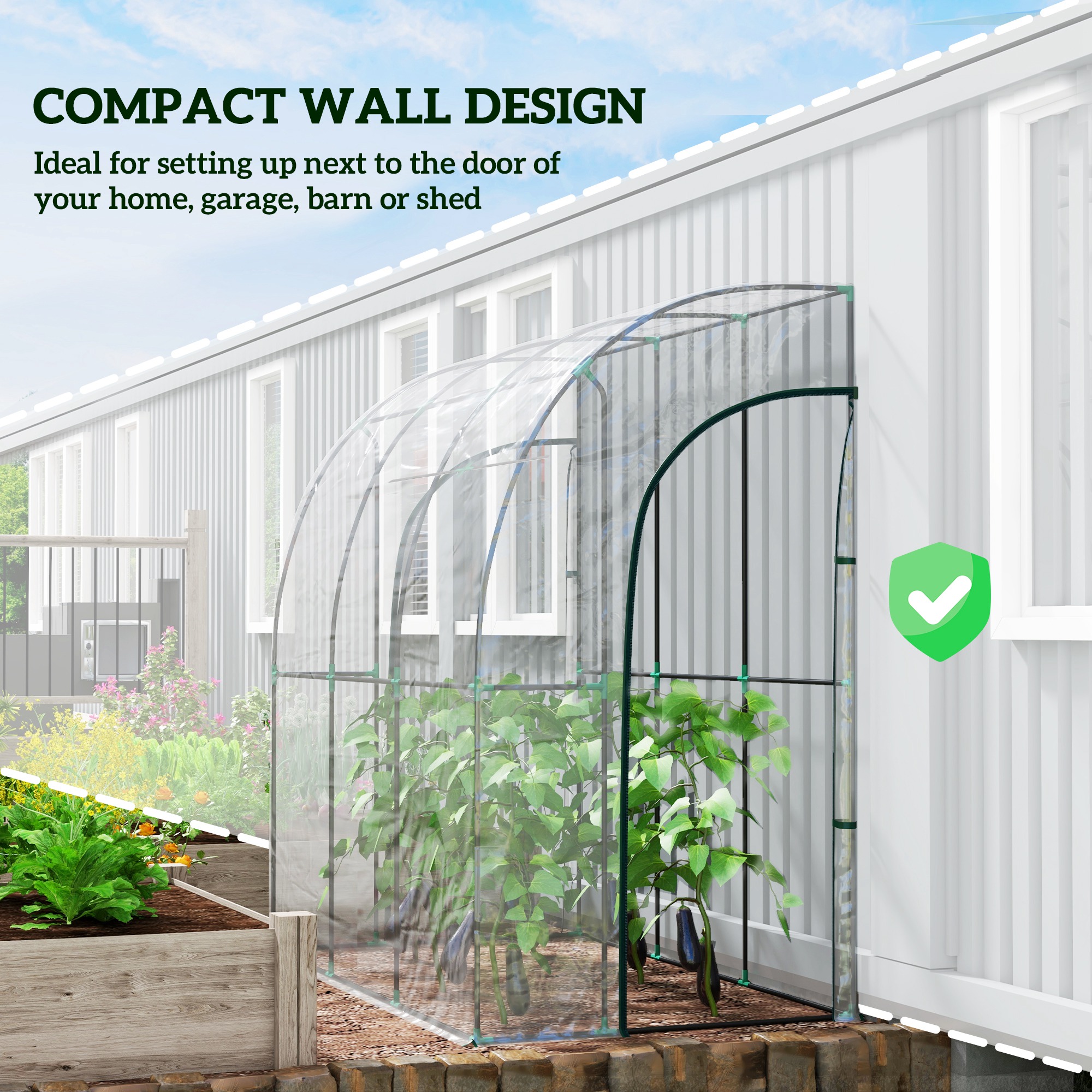 Outsunny 214cm x 118cm Walk-In Lean To Greenhouse, with Accessories 5