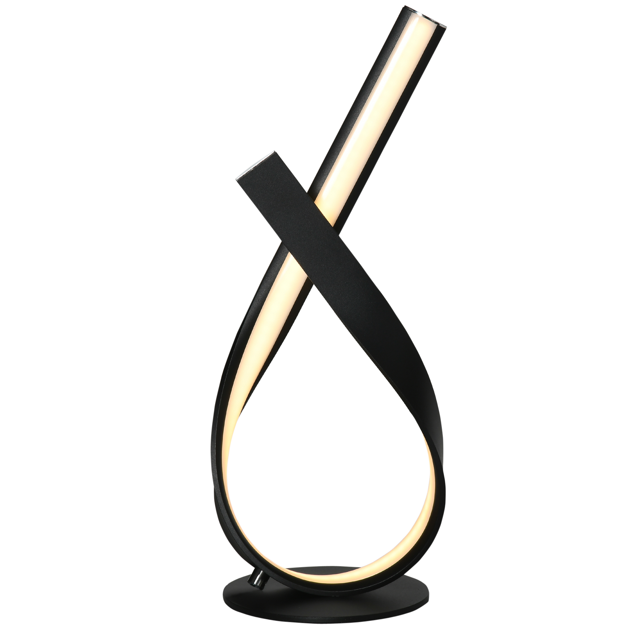 Lampe de table moderne lampe de chevet LED en spirale avec interrupteur rotatif cadre en aluminium noir