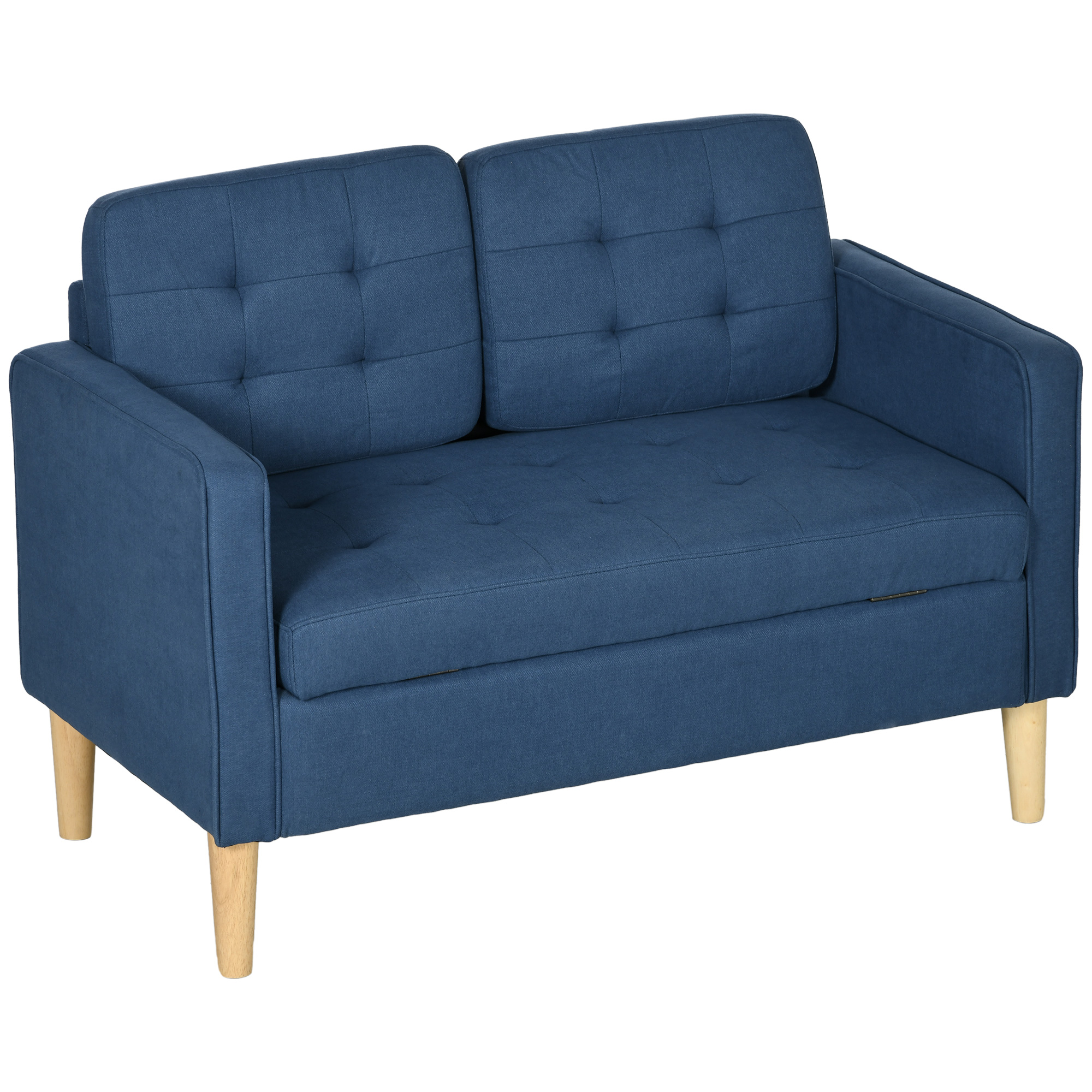HOMCOM Modern Loveseat Sofa, Compact 2 Seater Sofa with Hidden Storage ...