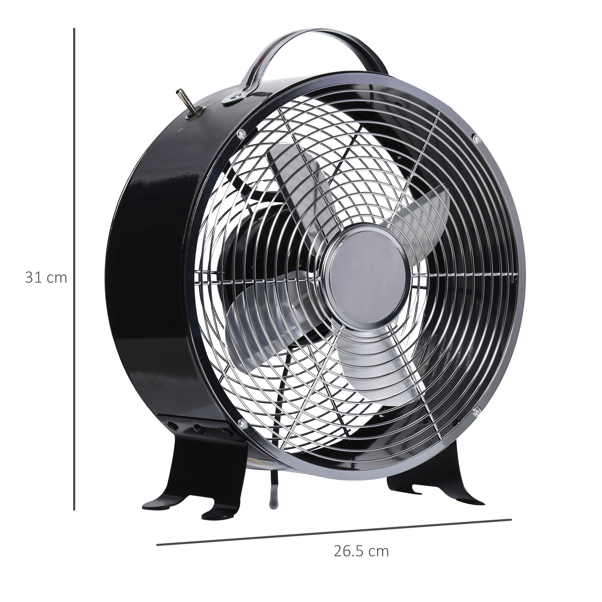 HOMCOM 10" 2-Speed Electric Table Desk Fan w/ Safety Guard Anti-Slip Feet Portable Personal Cooling Fan Home Office Bedroom Black 3