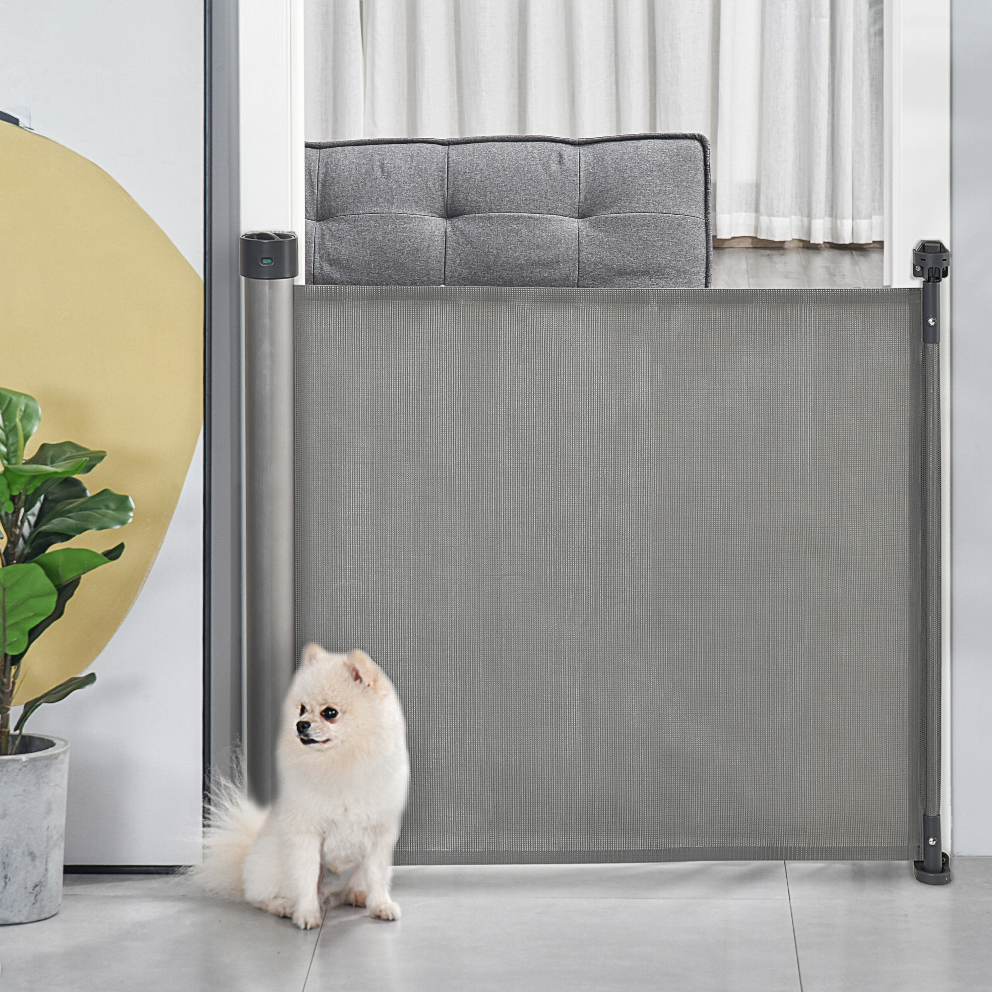 Barriera Di Sicurezza Per Cani PawHut, 2 Pannelli Regolabili 101-181 Cm, Altezza 67 Cm, Legno E Acciaio, Bianco