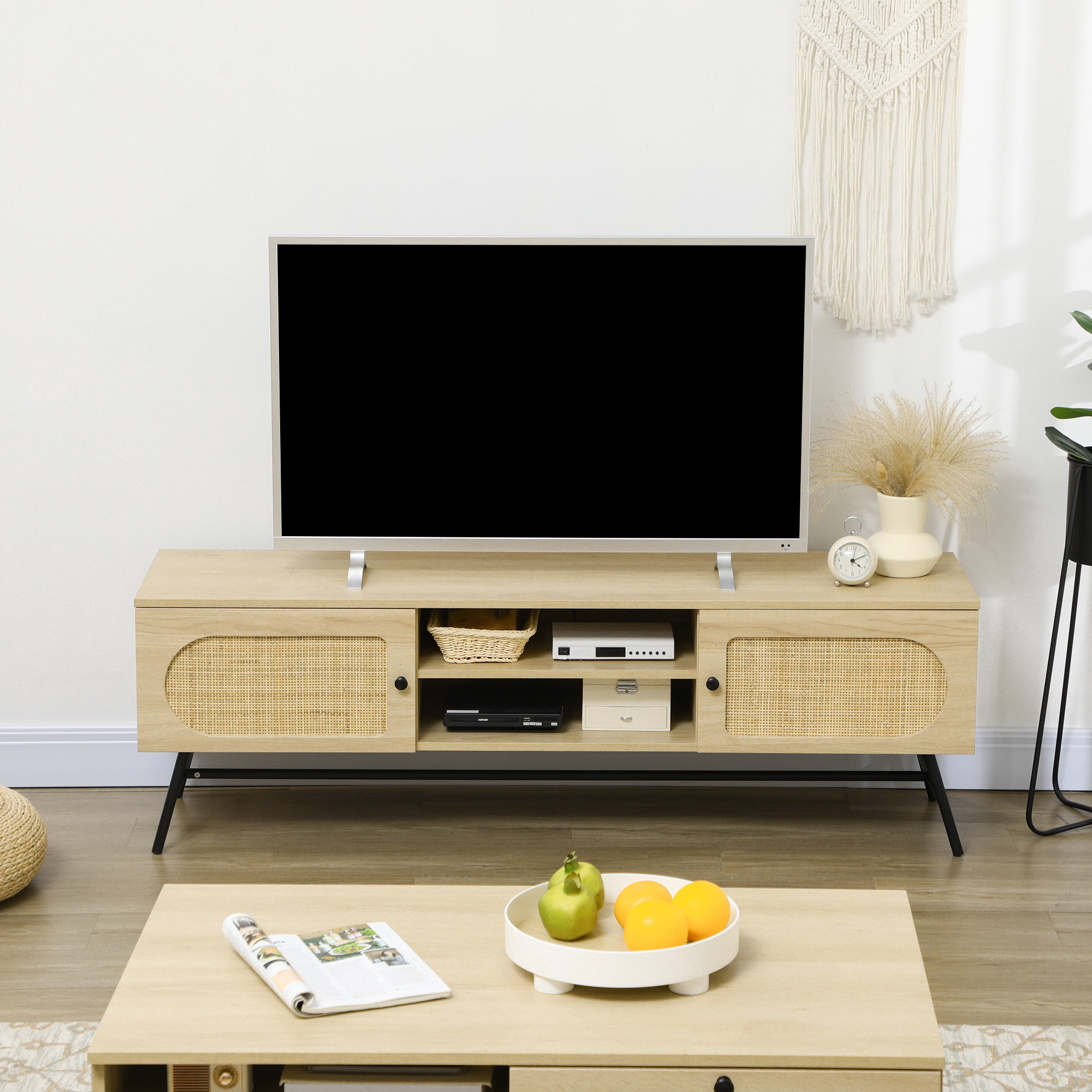Meuble TV Lempäälä à 2 portes 39 x 160 x 35 cm effet chêne noir [en