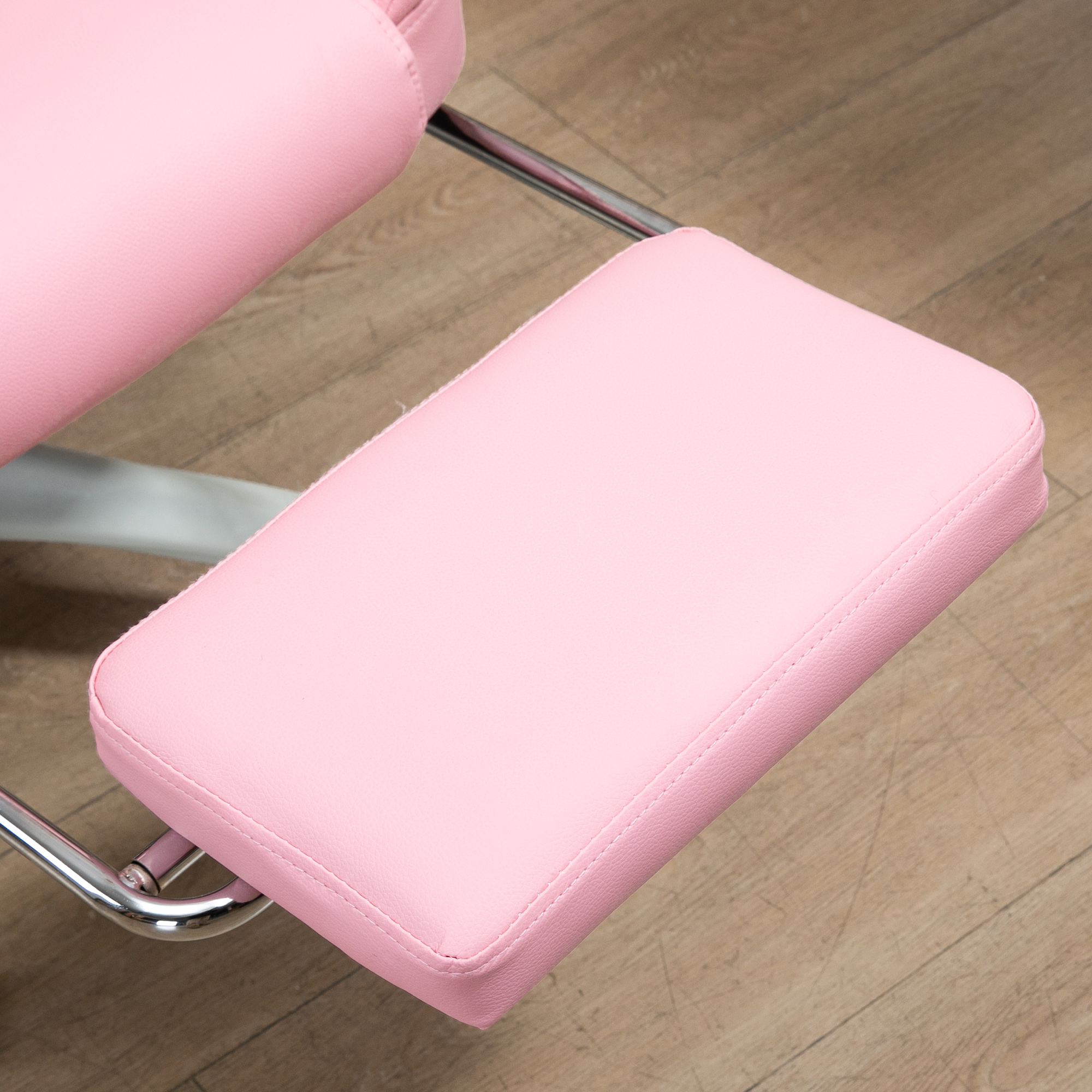 Vinsetto Bürostuhl Höhenverstellbar – Rosa Kunstleder, 82-92 Cm, Bis 120 Kg, Mit Rollen, Für Homeoffice