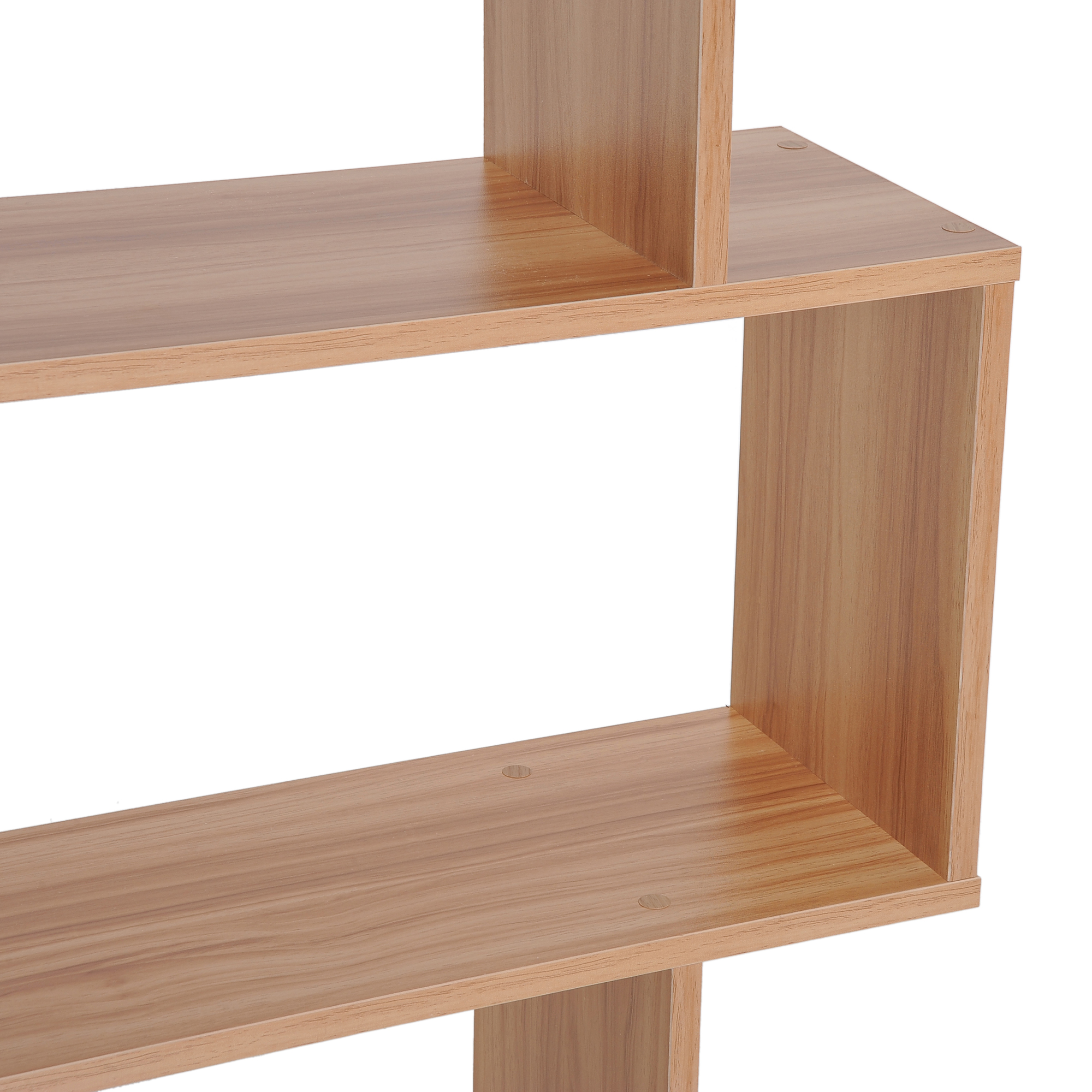 HOMCOM Bookcase, 6 Tier Shelf S Shaped Bookshelf, Storage Unit, Display Shelf for Living Room, Bedroom, Home Office, Plant, Maple 8