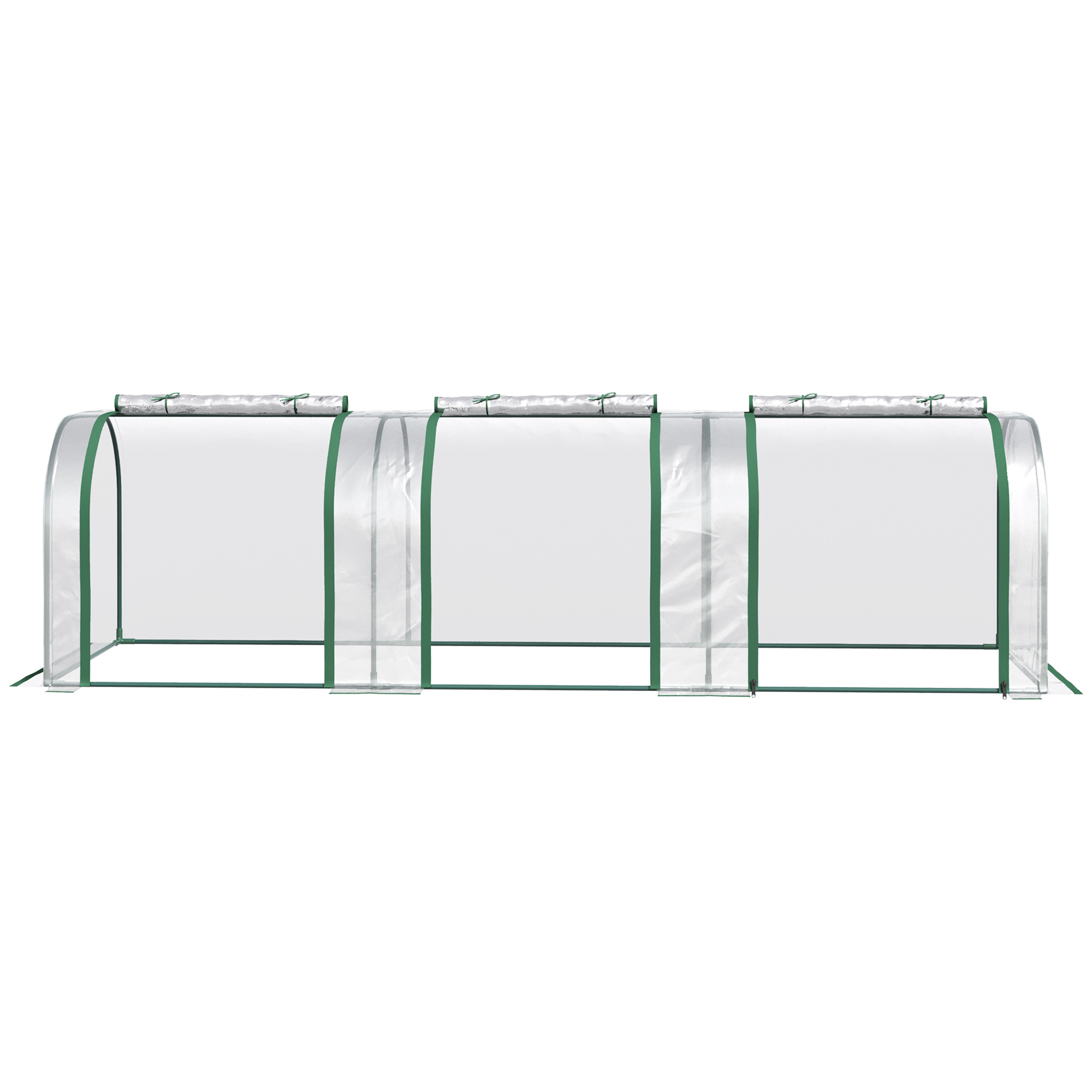 Outsunny PVC Tunnel Greenhouse Green Grow House Steel Frame for Garden Backyard with Zipper Doors 295x100x80 cm, Clear 9
