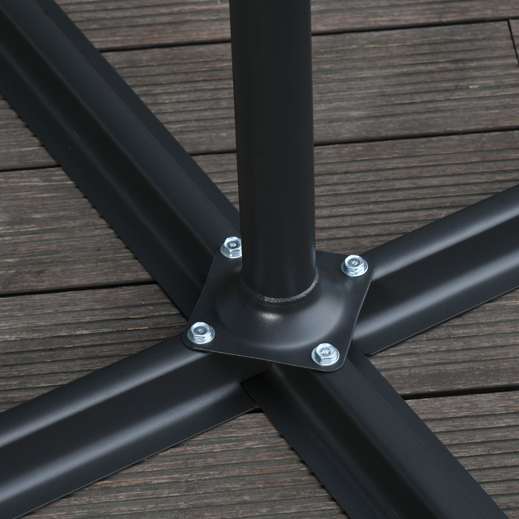 Outsunny 2.45m Overhanging Cantilever Parasol, Heavy Duty Waterproof Garden Umbrella with Cross Base, Black 8