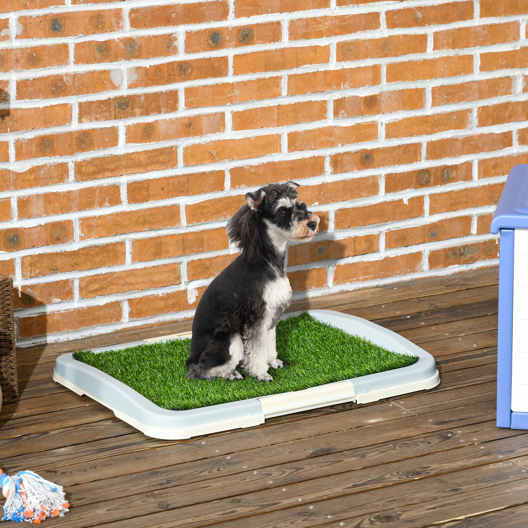 PawHut Puppy Training Pad, Indoor Portable Puppy Pad, with Artificial Grass, Grid, Panel, Tray, 46.5 x 34cm