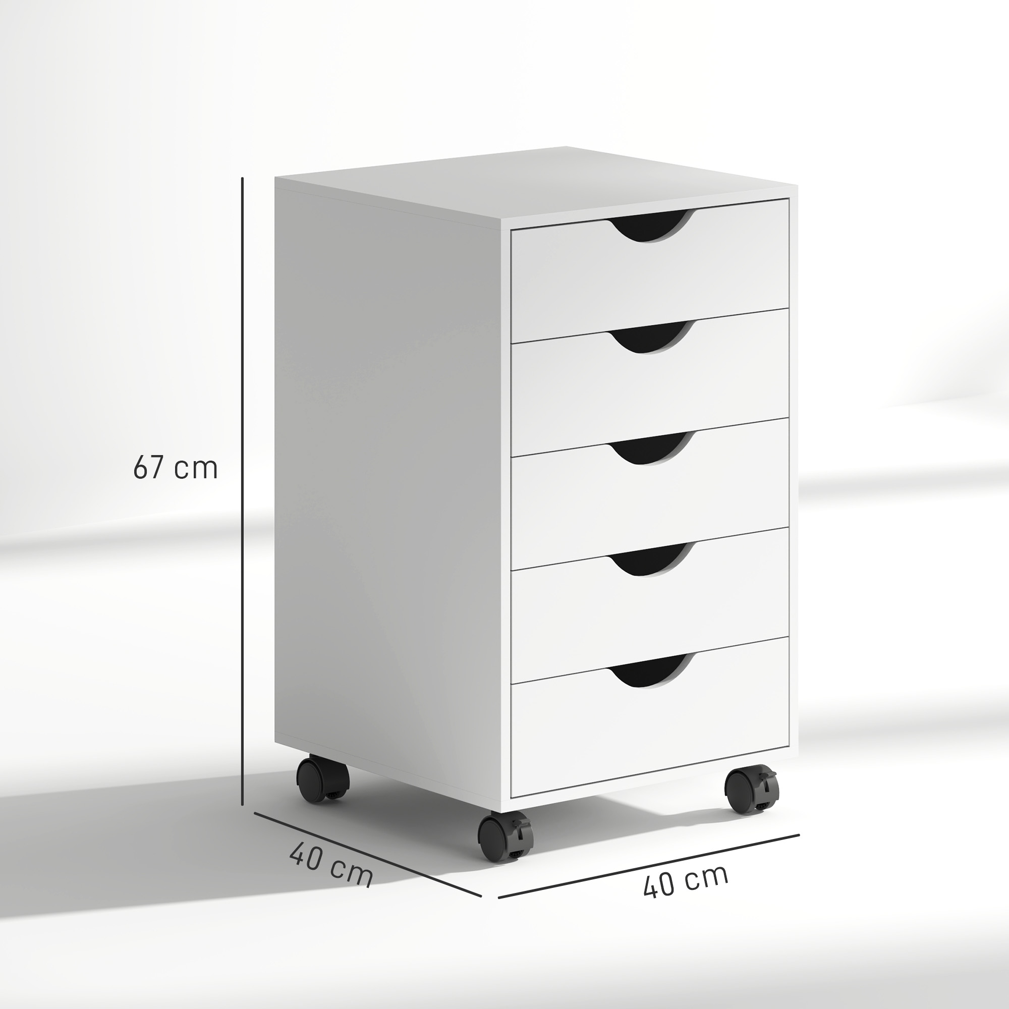 HOMCOM Five-Drawer Filing Cabinet White 3
