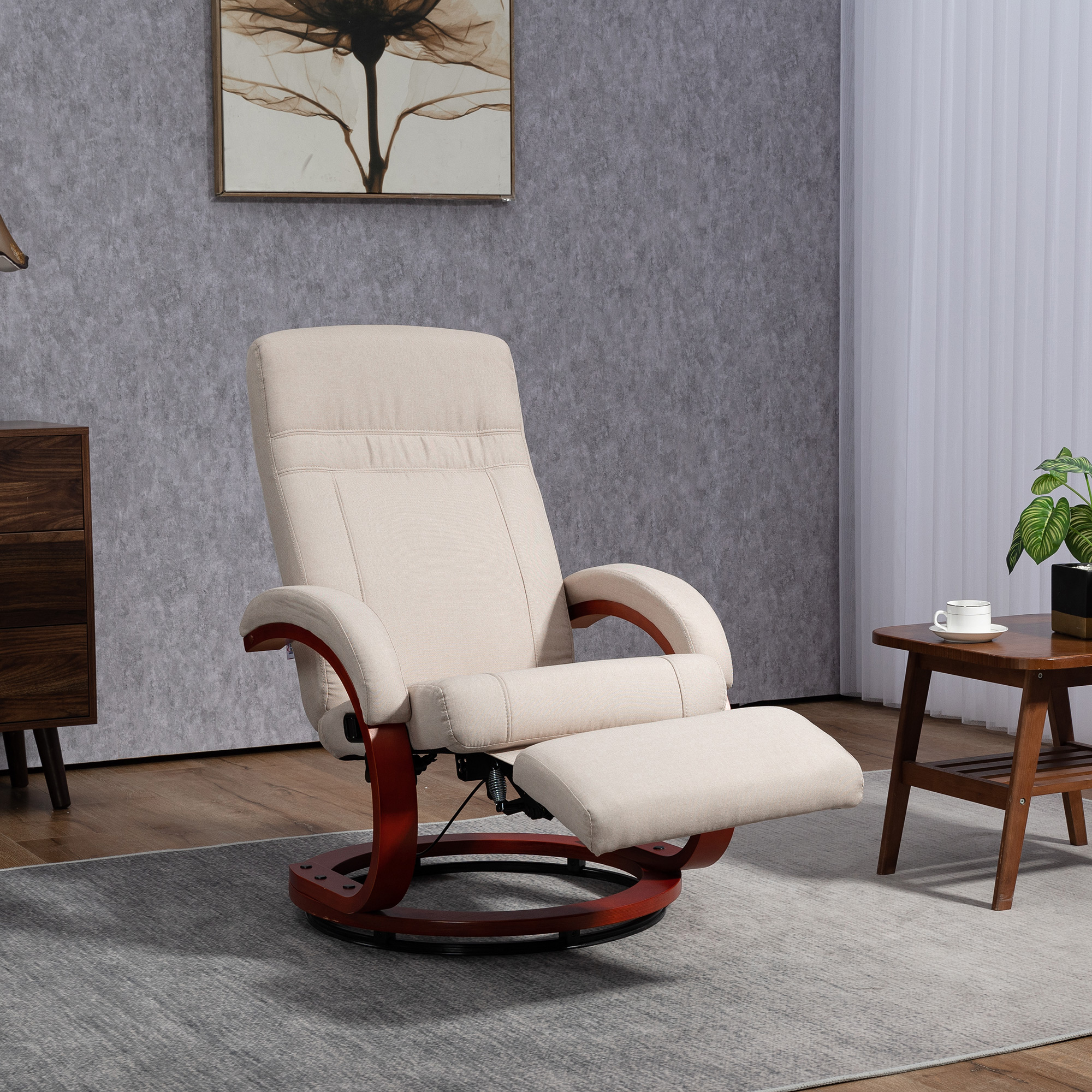 HOMCOM Swivel Recliner Chair With Extended Footrest Manual Reclining HOMCOM Swivel Recliner Chair With Extended Footrest Manual Reclining