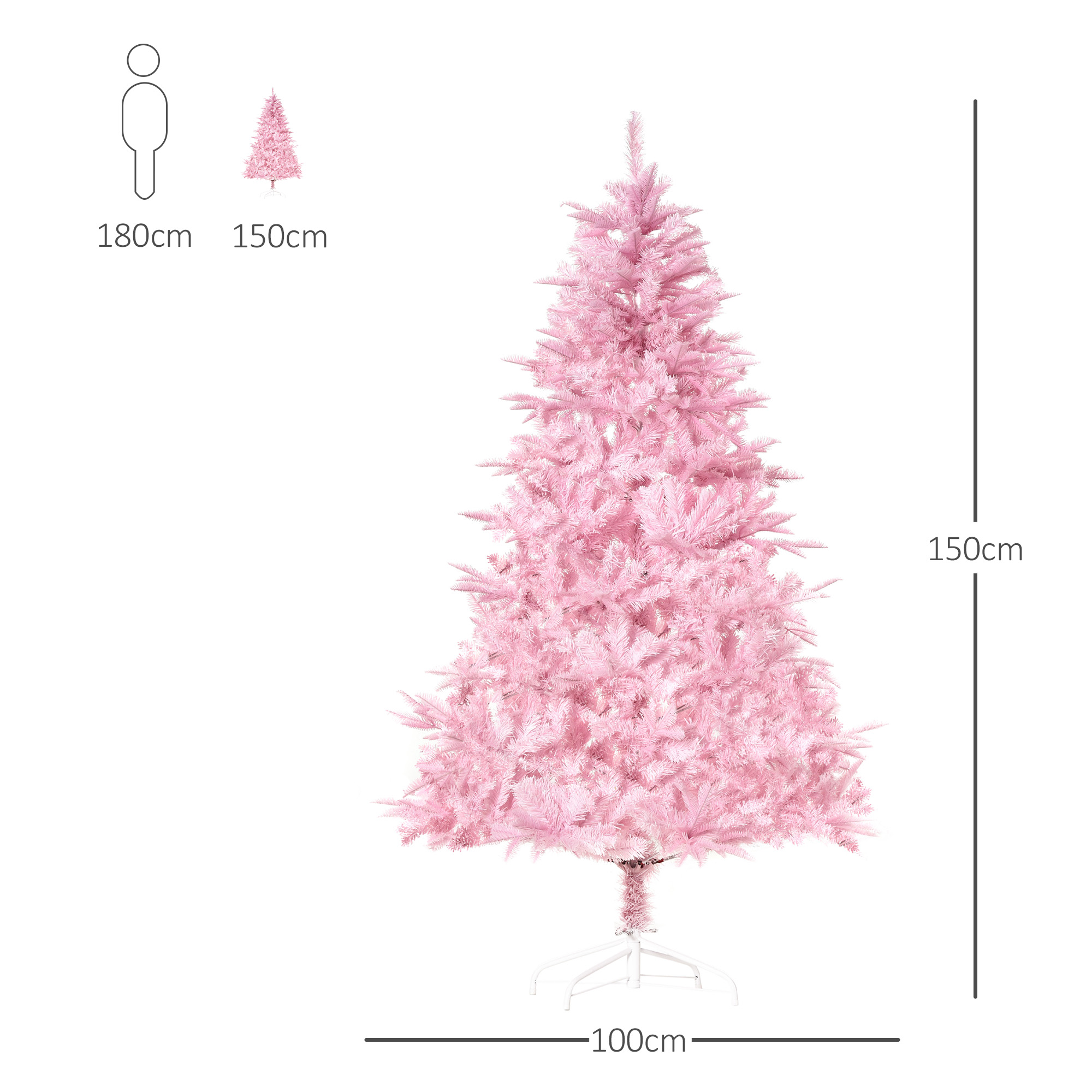 HOMCOM 5FT Artificial Christmas Tree Holiday Xmas Holiday Tree Decoration with Automatic Open for Home Party, Pink 3